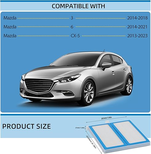 Miniatura 5 de 1* Filtro de aire de habitáculo HEPA de reemplazo CF11811 Compatible con Mazda 3, Mazda 6, Mazda CX-5 2013 2014 2015 2016 2017 2018 2019 2020 2021