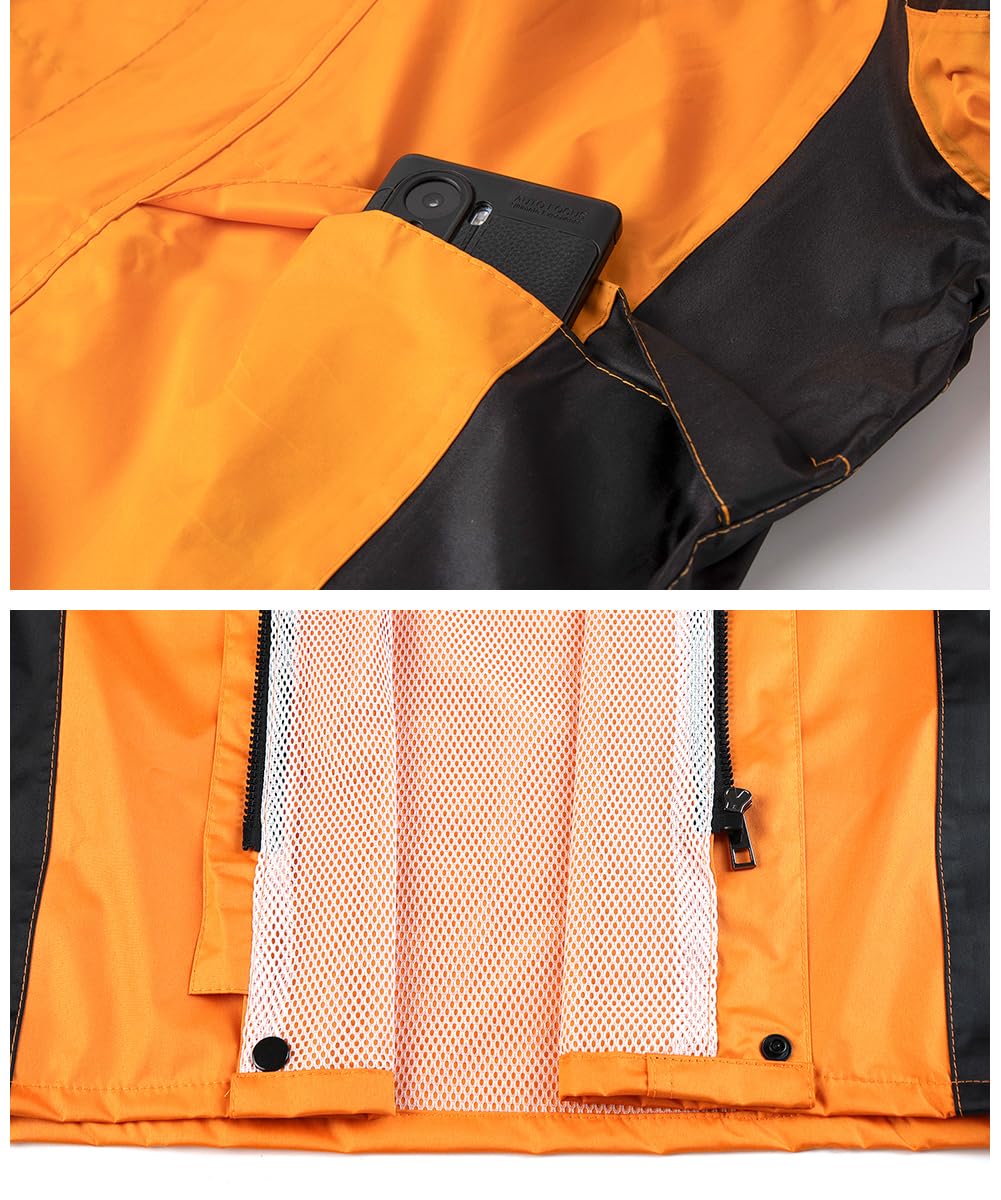 Hombre Traje de Lluvia Reflectante Traje de Agua Impermeable Conjunto de Chaqueta y Pantalón de Lluvia Traje Impermeable de Trabajo Chaqueta Impermeable