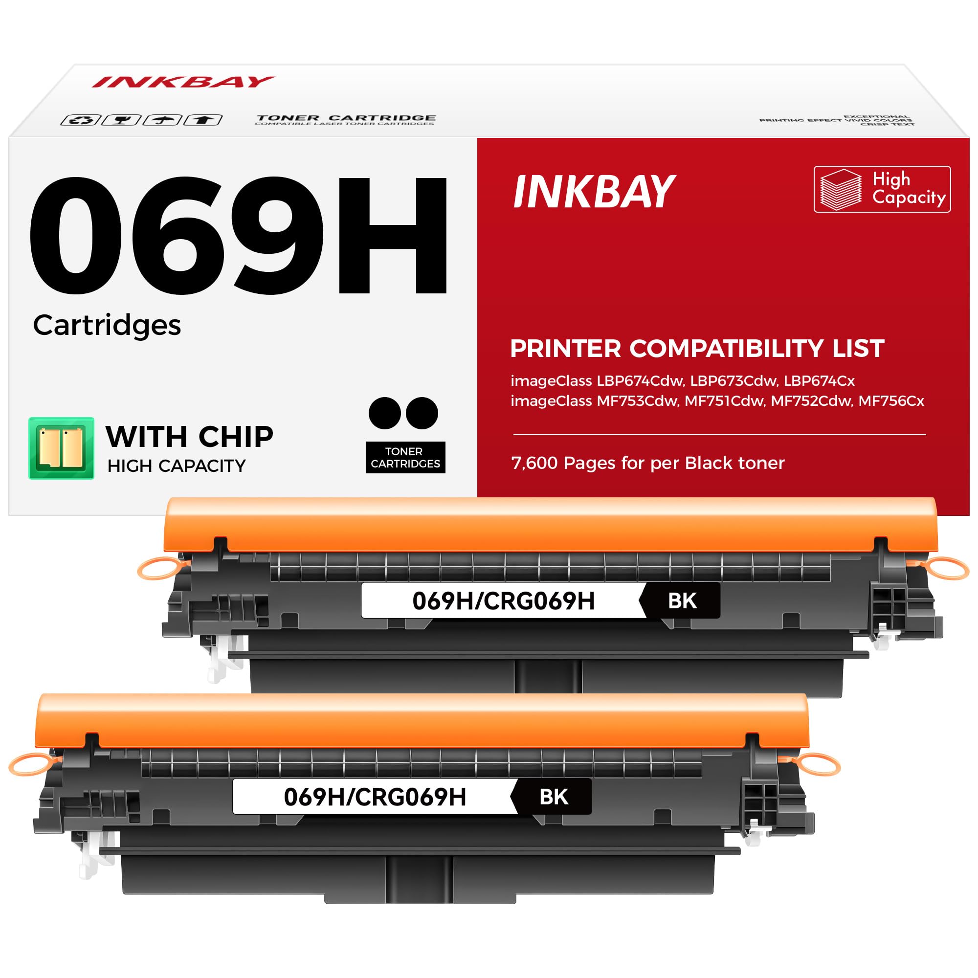 069H 069 Black Toner Cartridge 2-Pack MF753Cdw Replacement for Canon 069 069H Toner Compatible for Canon Color imageCLASS MF753Cdw MF751Cdw LBP674Cdw Laser Printer Ink All-in-One MF750C LBP670C Series