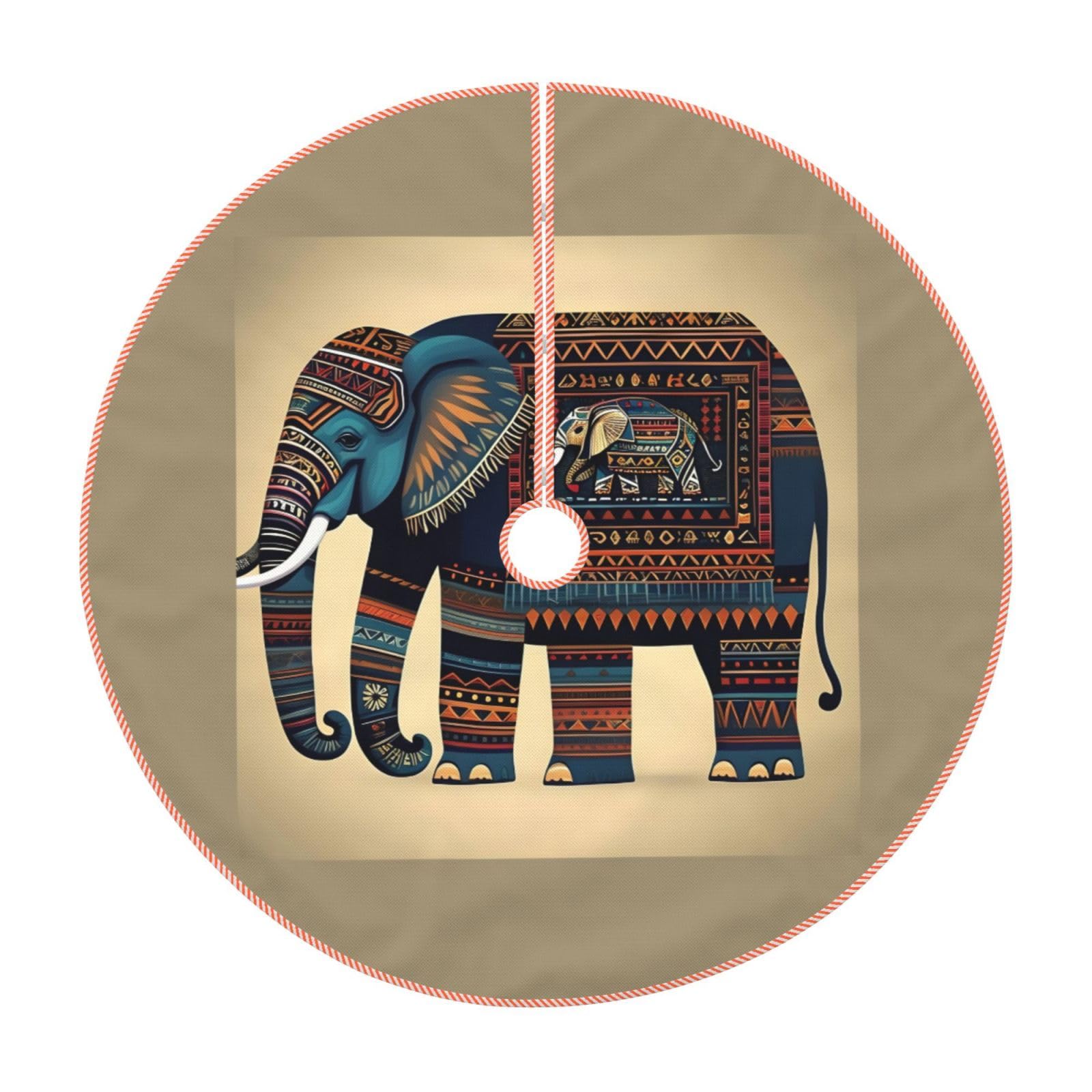 Jupe de sapin Noël éléphant aztèque pour sublimer votre salon et vos cadeaux