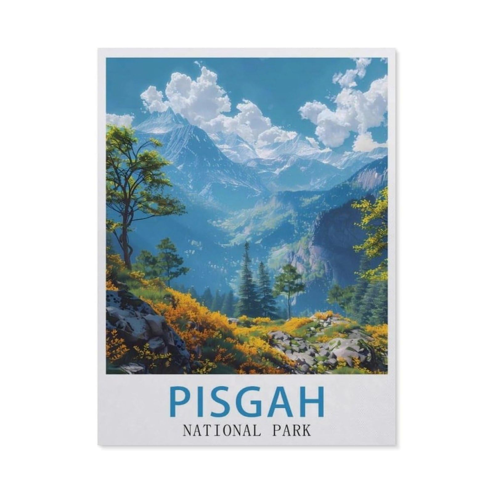 Jigsaw Puzzle 1000 Piece，Pisgah National Park Vintage Travel Poster，Classic Puzzle Adult Puzzle DIY Kit Wood Toy Unique Gift Modern Home Decor（75x50cm）-AV37