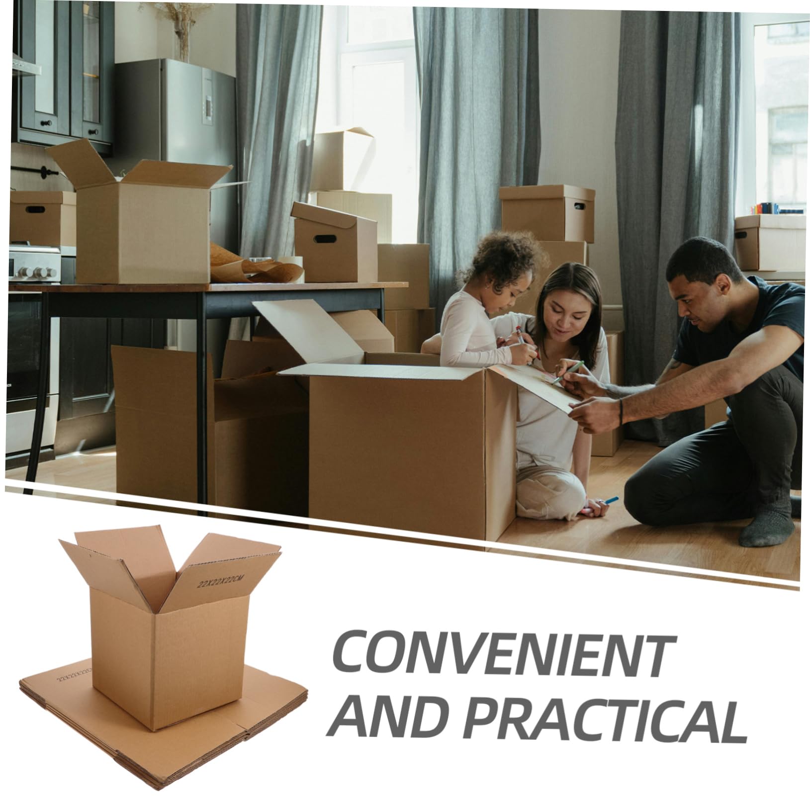 SHINEOFI 5pièces Cartons Emballage Carrés Moyens Boîtes Carton pour Déménagement et Expédition Résistantes et Pratiques