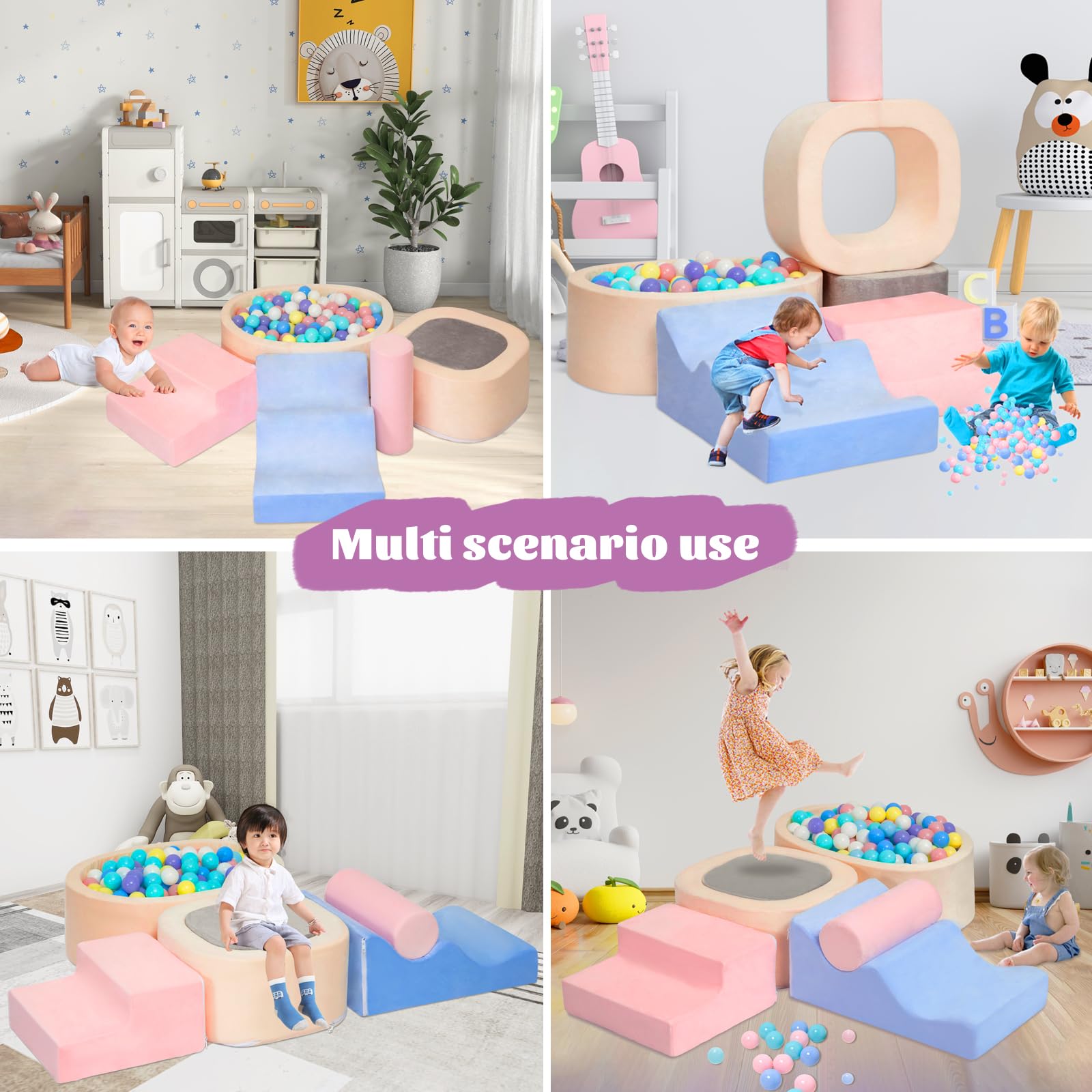 MIND&ACTION Kletterspielzeug für Kleinkinder, 6 Stück, Indoor-Kletterspielzeug mit Kugelloch, Kletterspielzeug für Kinder von 1-3 Jahren, weiches Spiel, Schaumstoffblöcke für Babys von 1-3 Jahren