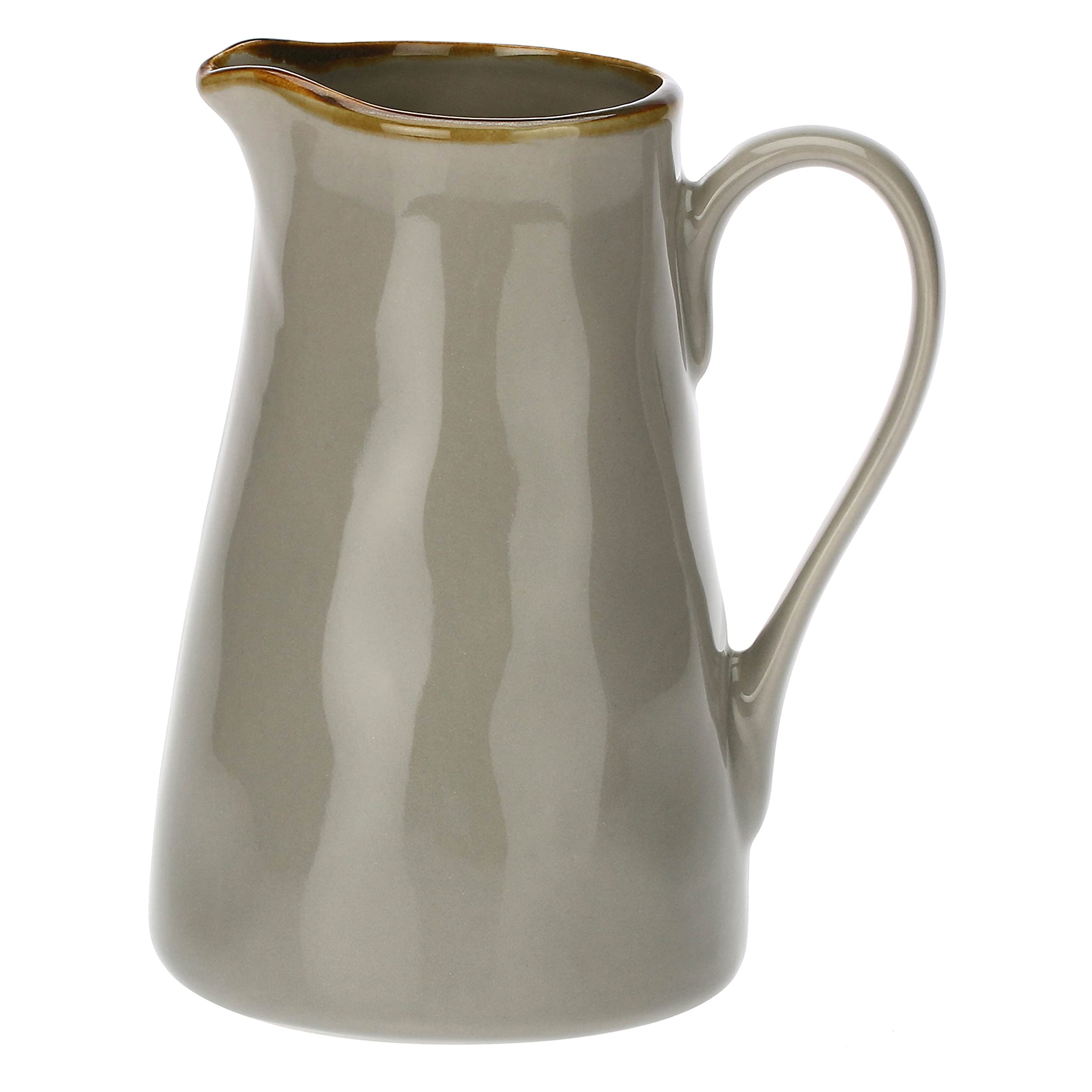 Thun Rose & Tulipani, Brocca Grande Grigio Perla in Ceramica con Bordo Dorato, Linea Concerto, Capienza 1.7L