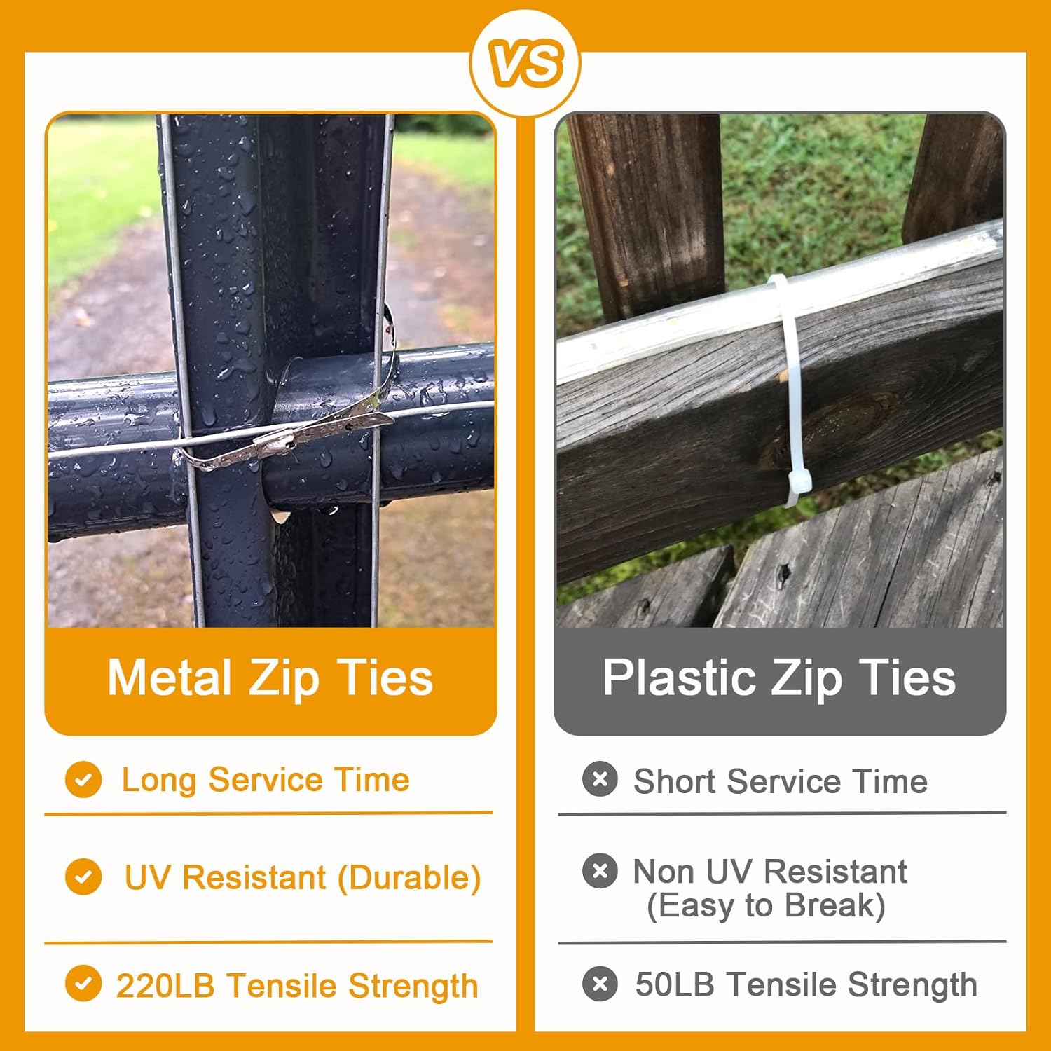 600Pcs Metal Zip Ties Assorted Size 7.8+9.8+11.8 Inch 304 Stainless Steel Zip Ties Self Locking Heavy Duty 220 Pound Tensile Strength Adjustable Cable Ties for Indoor Outdoor Fence Canopy Workshop