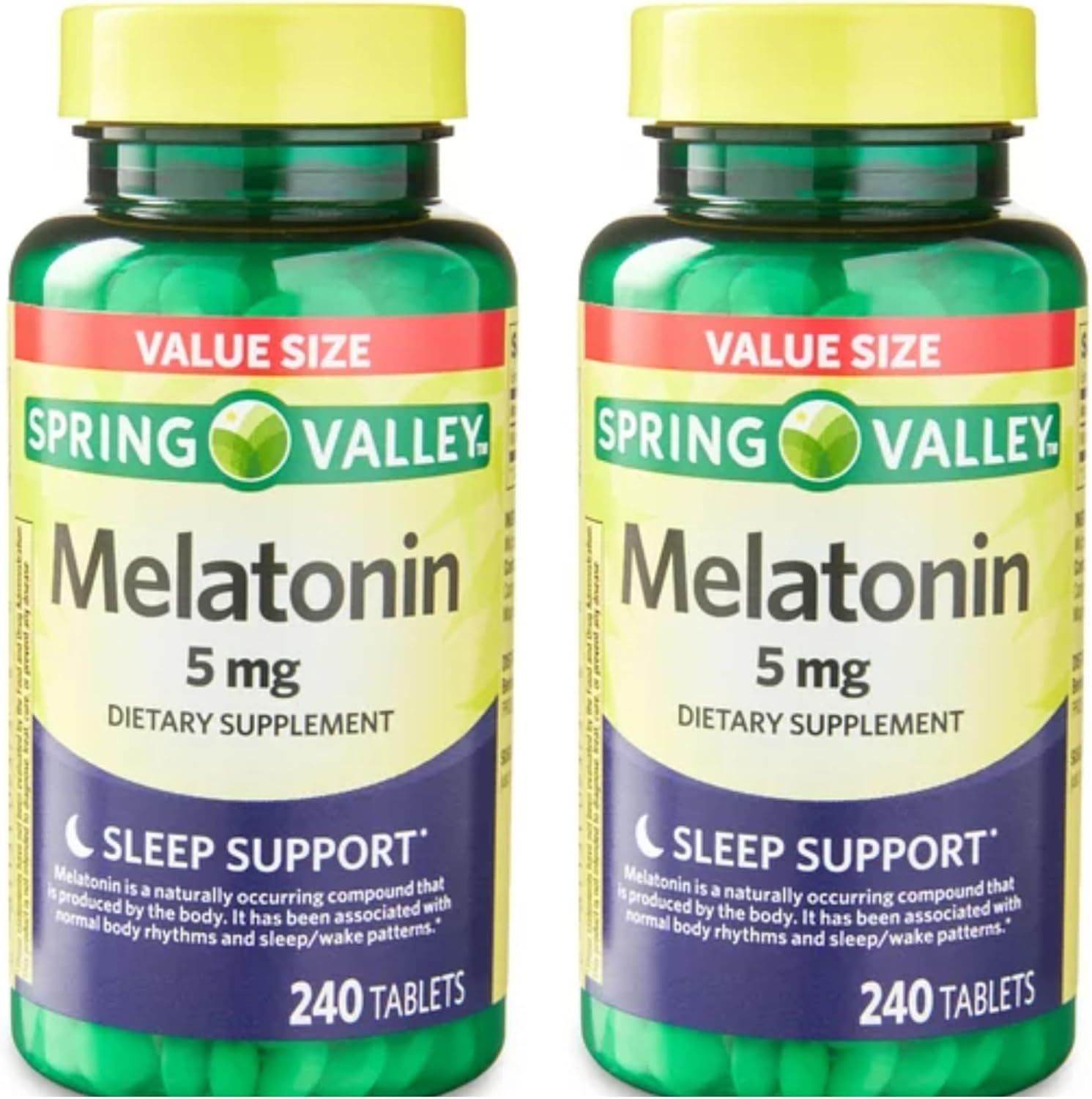 Spring Valley Melatonin Tablets Dietary Supplement Value Size, 5 mg, 480 Count (2X 240)