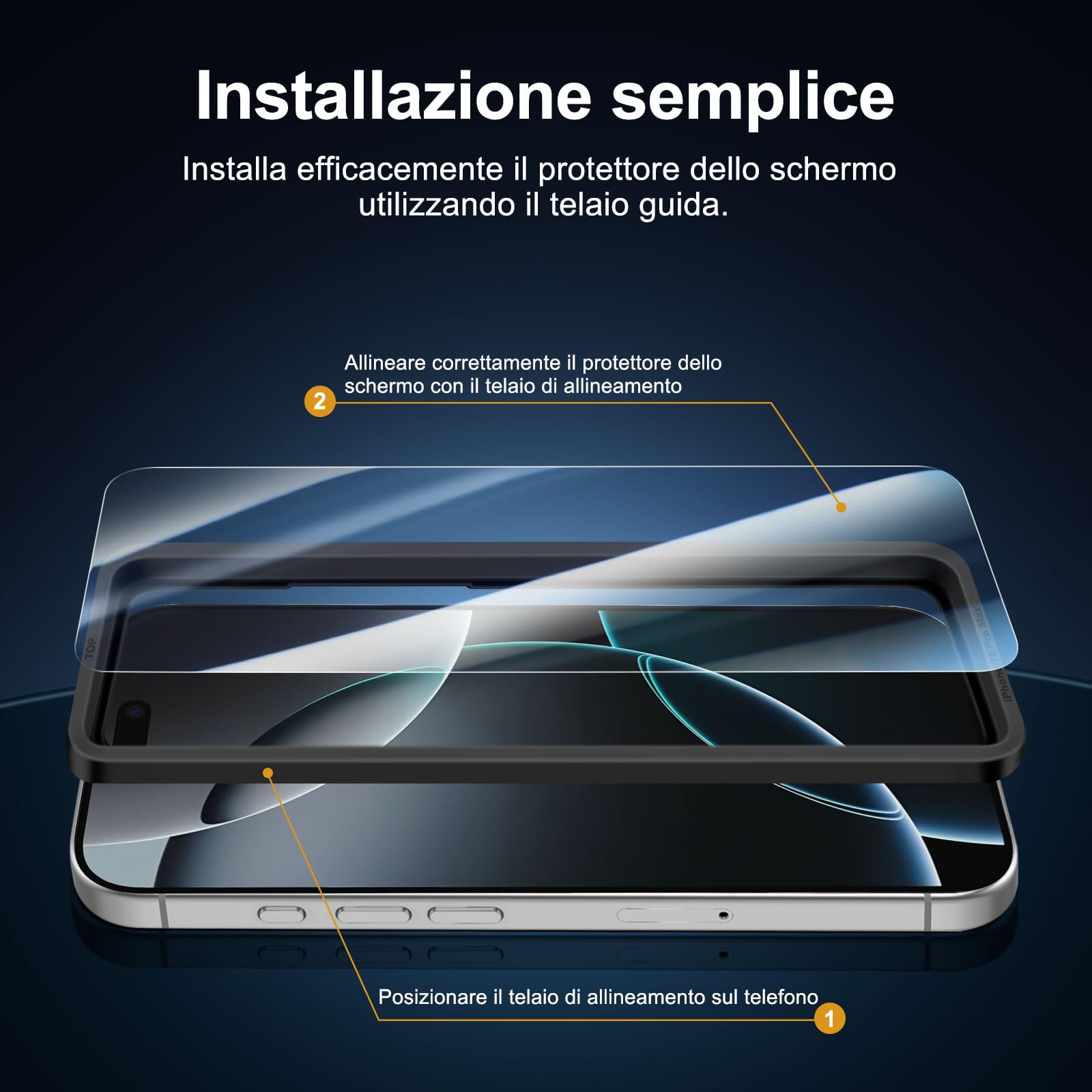 NEW'C 3 Pezzi, Vetro Temperato per iPhone 17 Pro Max, iPhone 16 Pro Max (6,9 pollici), Pellicola Prottetiva Anti Graffio - Ultra resistente - Trasparente HD - Strumento di installazione facile incluso