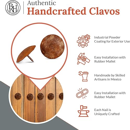 Miniatura 102 de 100 Pack 1" Small Round Head Iron Clavos Decorative Nails – Sealed Unfinished – Handmade Rustic Round Fasteners for Farmhouse Shutter, Faux Wood