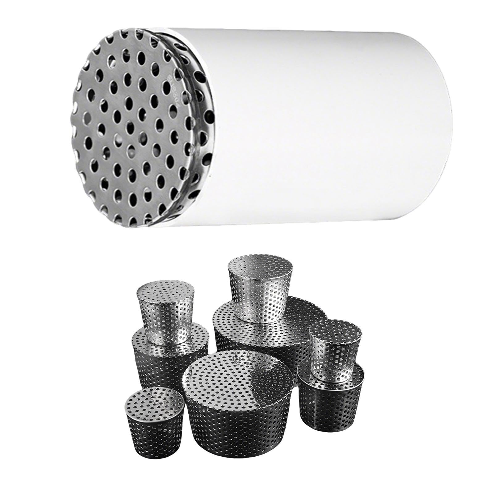 PVC Termination Vent Mesh Cover Stainless Steel Roof Vent Cap Outdoor Drain Filter，Keep Out Birds, Leaves & Debris，50 63 75 83 90 100 110 125 160 180 200mm(100mm/3.9in)