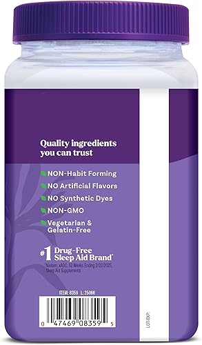 Miniatura 10 de Natrol Sleep + Restore - Gomitas de mezcla de glicinato de magnesio con melatonina de 5 mg, magnesio calmante con GABA, mezcla botánica, sabor a