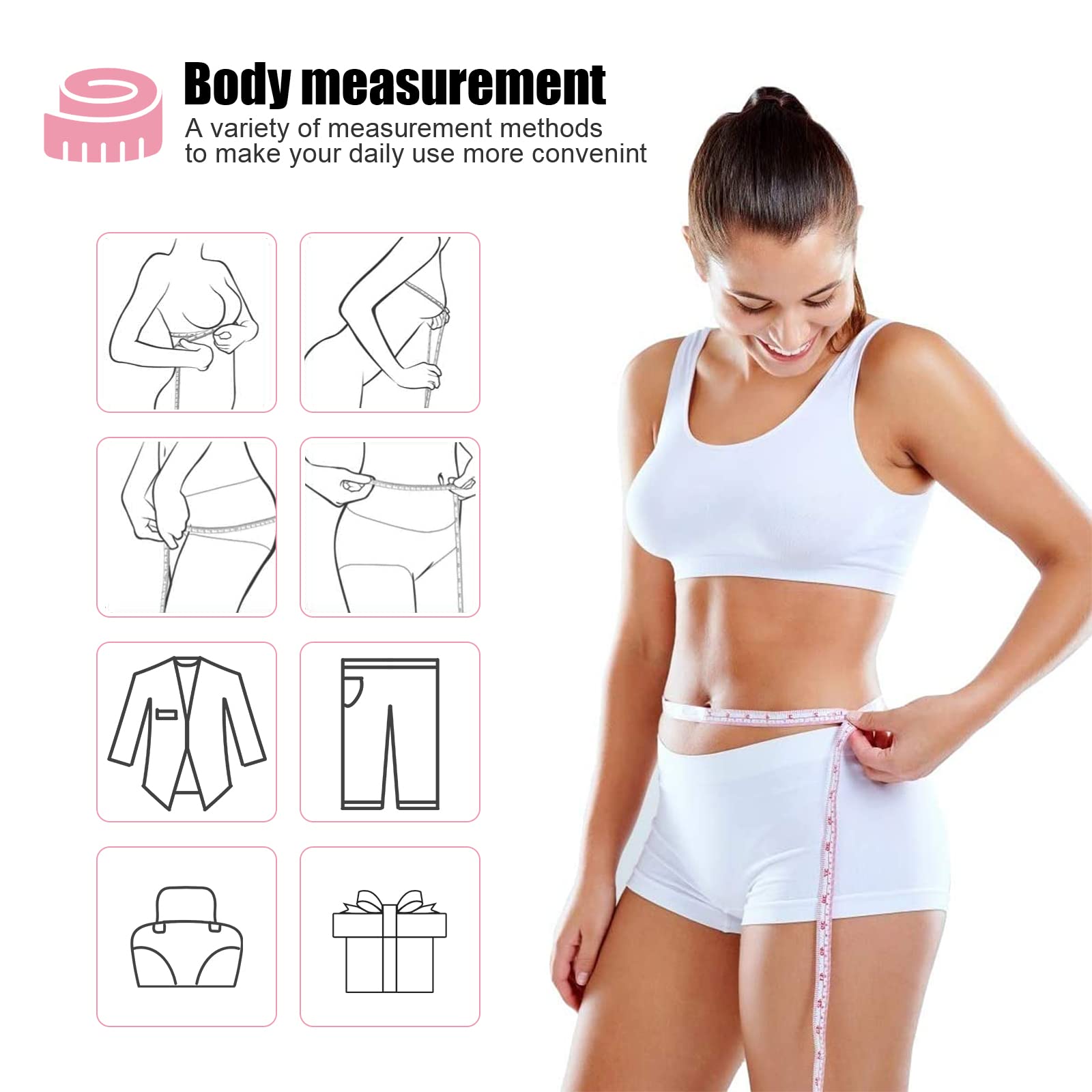 Measuring Tape Retractable, 60 Inch Soft Fabric Tape Measure for Body, Push Button Sewing Measurement Tape for Cloth Waist(3 Pack/Green,Blue,Pink) 3