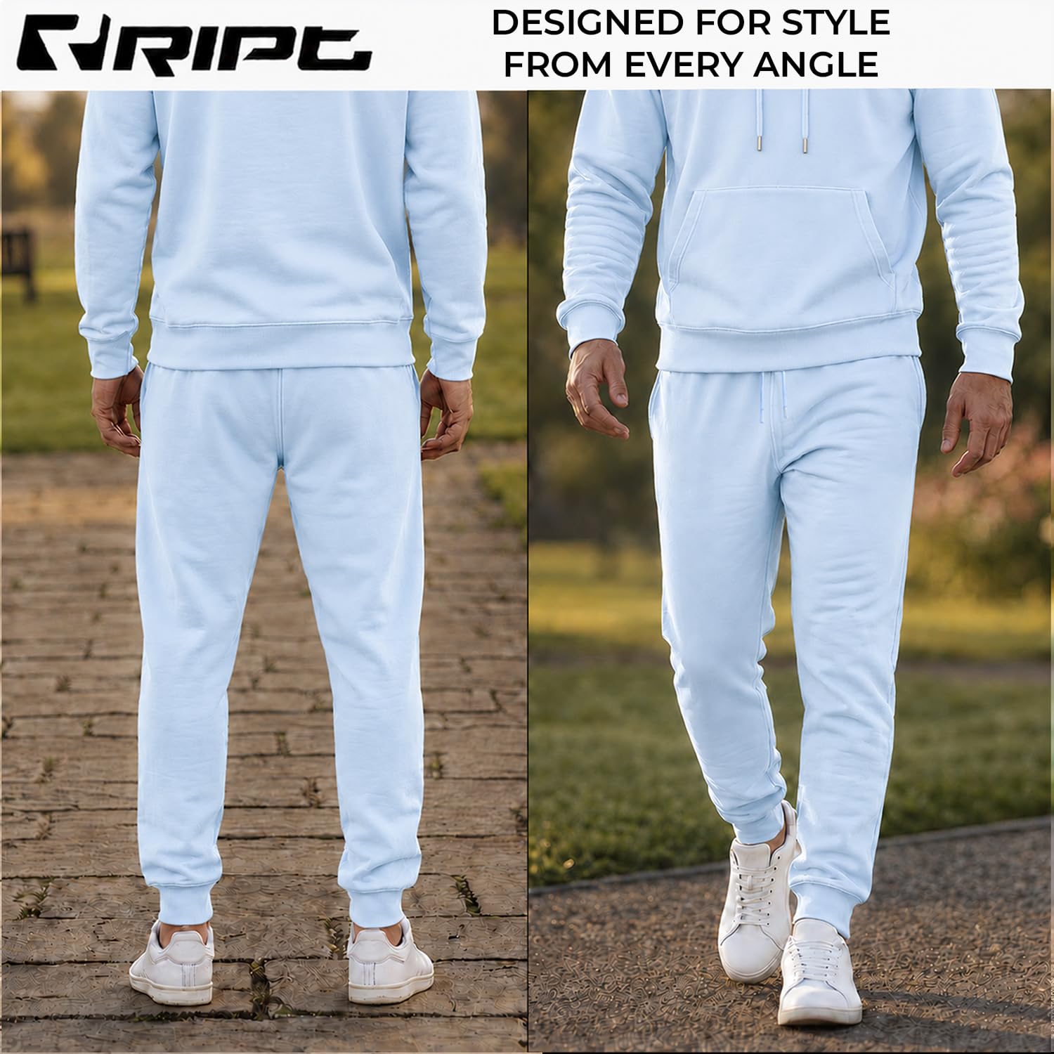 RIPT Jogging Homme Fleece – Pantalon Sweat avec Cordon, Bas Serrés et Poches, Jogger Confortable pour Sport Gym et Loungewear