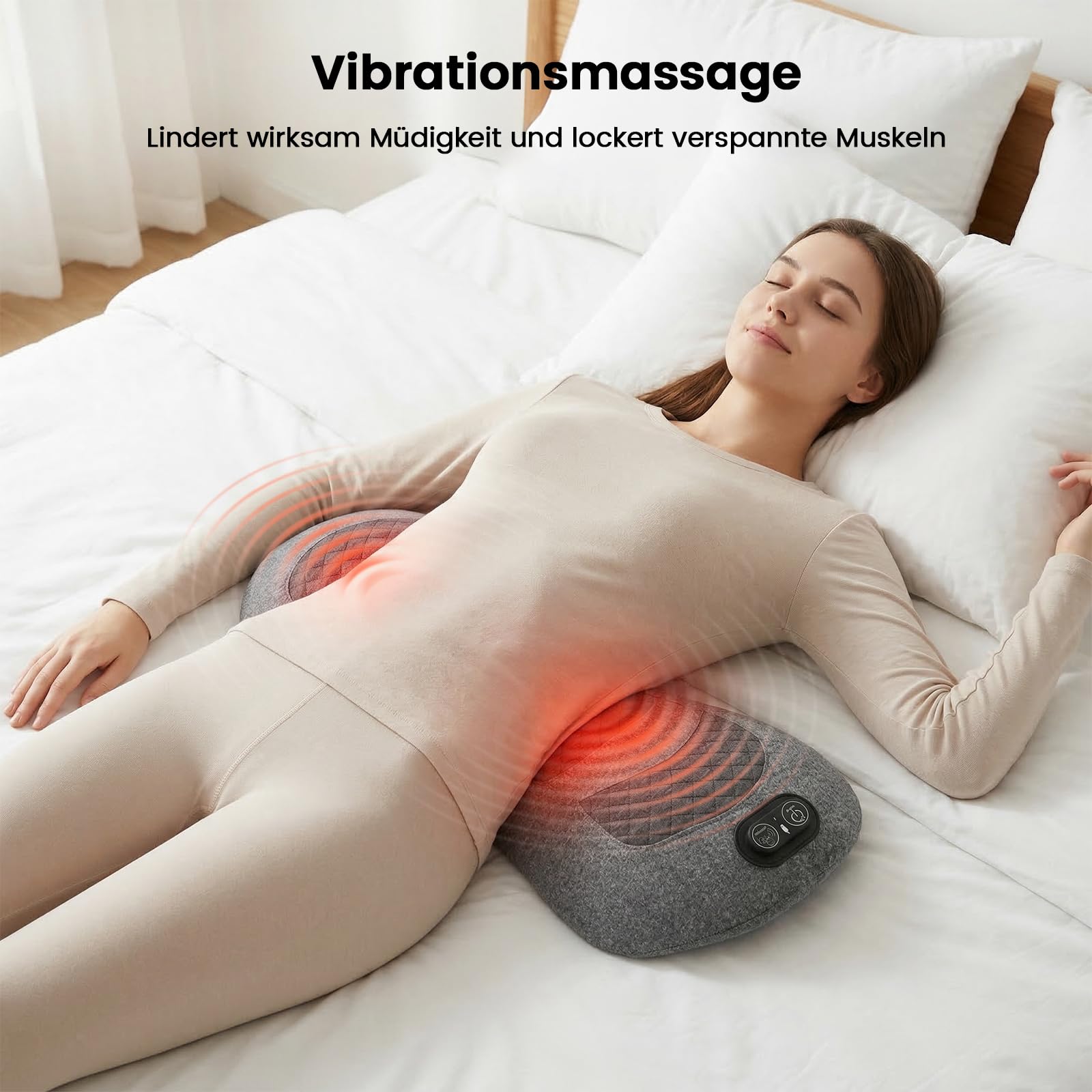 3-in-1 kabelloses Rückenmassagegerät für Rückenschmerzen | Wärme, Vibration & sanfte Traktion, geeignet für Ischias, nutzbar im Auto, Bett, Bürostuhl und auf Reisen