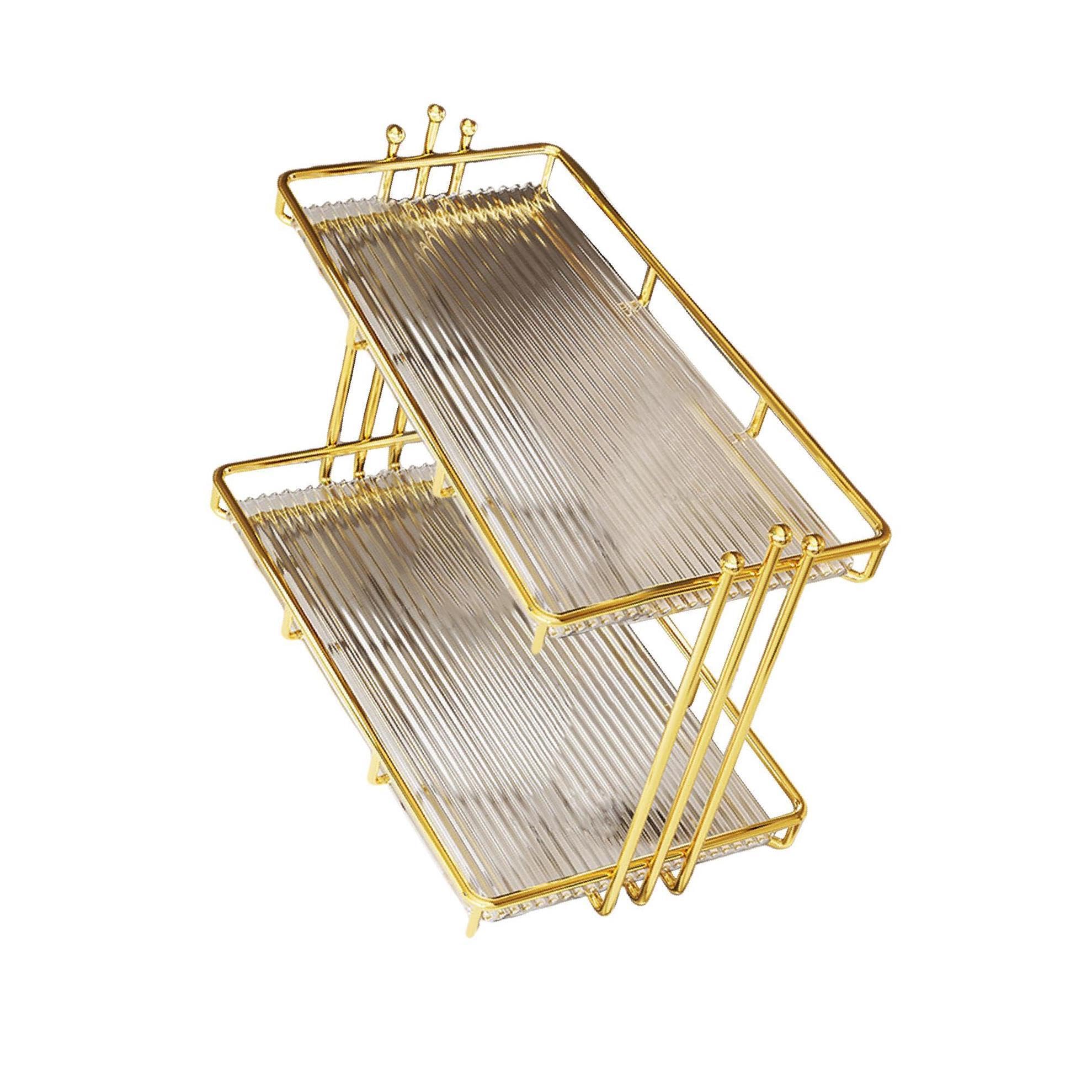 ALCXAZS Bedroom Jewelry Tray Elegant Display Stand for Rings and Necklaces Rose Gold Organizer Cosmetics, XL
