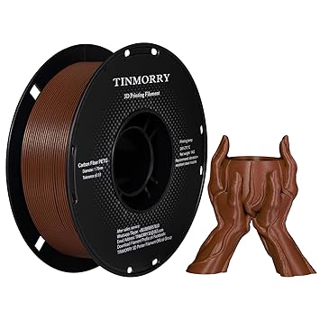Carbon Fiber PETG Filament 1.75mm, TINMORRY PETG-CF 3D Printer Filament, Compatible with Bambu FDM 3D Printer, 1 KG 1 Spool, Dark Brick-red
