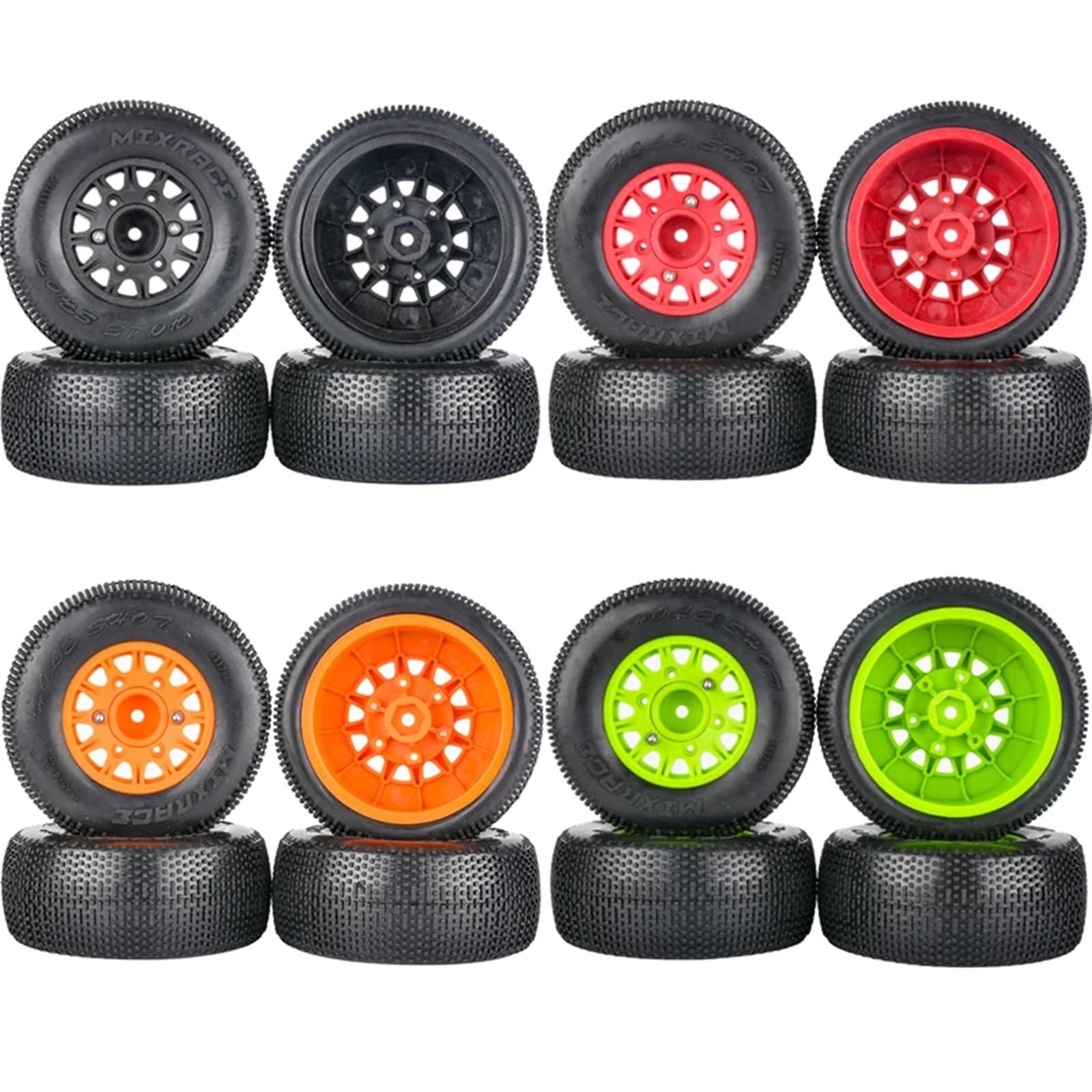 Neumáticos Coche RC para LT18067 1/10 4 Piezas Neumáticos Cortos Camión Todoterreno For Modelo Neumático Coche Agarre Pequeño Adaptador Resente Al Desgaste 12 Mm 14 Mm Y 17 Mm(Black)