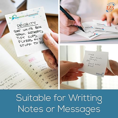 Miniatura 6 de Notas adhesivas personalizadas con texto o logotipo, almohadillas de oficina personalizadas, 4 x 4 pulgadas, 25 hojas de bloc de notas