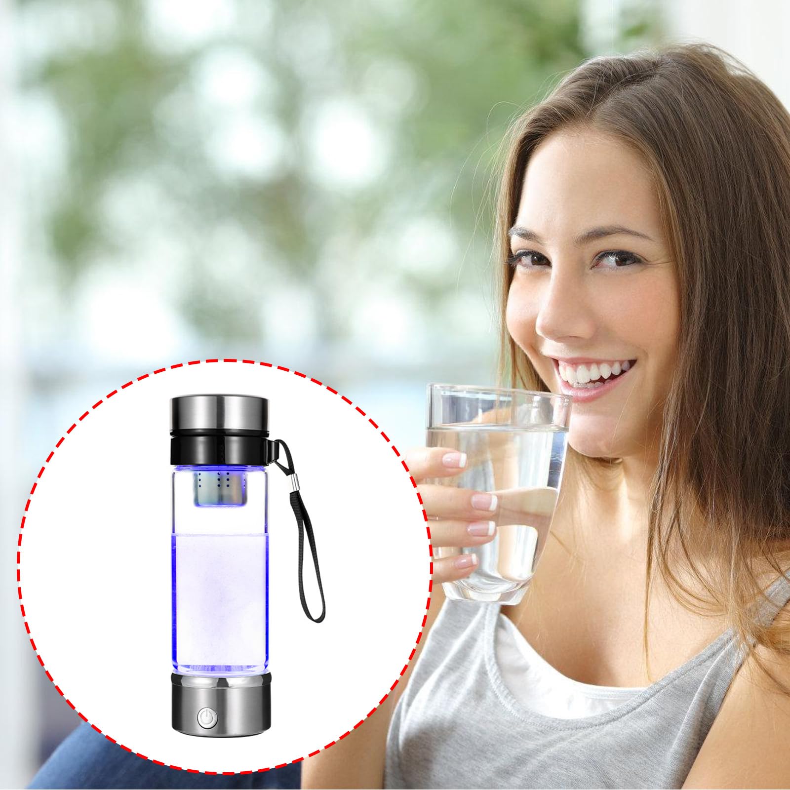 Botella ionizadora de agua de hidrógeno de 420 ml, agua