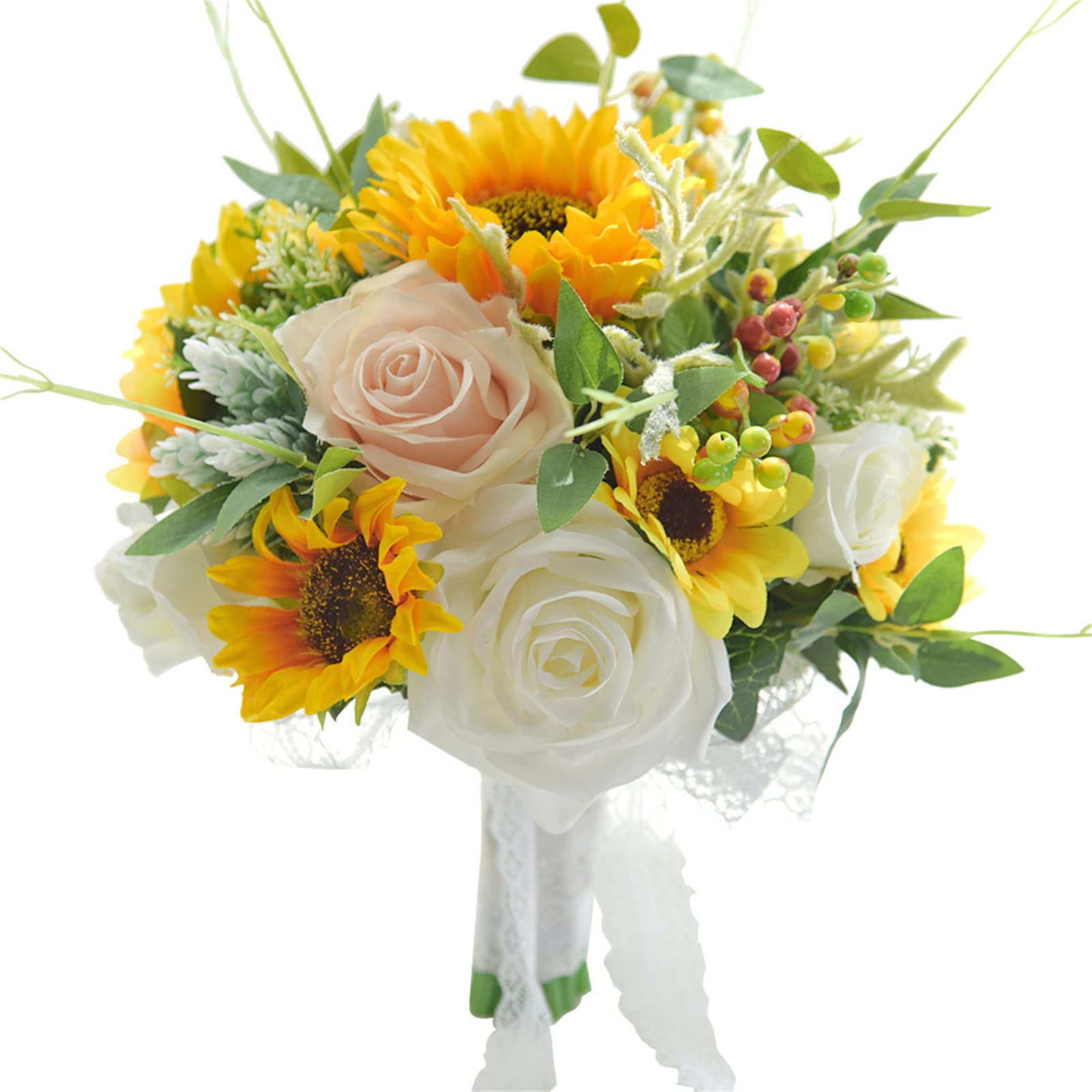 Sposa Che Tiene in Mano Fiori Artificiali Decorazione per la casa Girasole 11 Pollici Bouquet da Sposa Fatto a Mano Bouquet da Lancio per Matrimonio Rustico Interessante