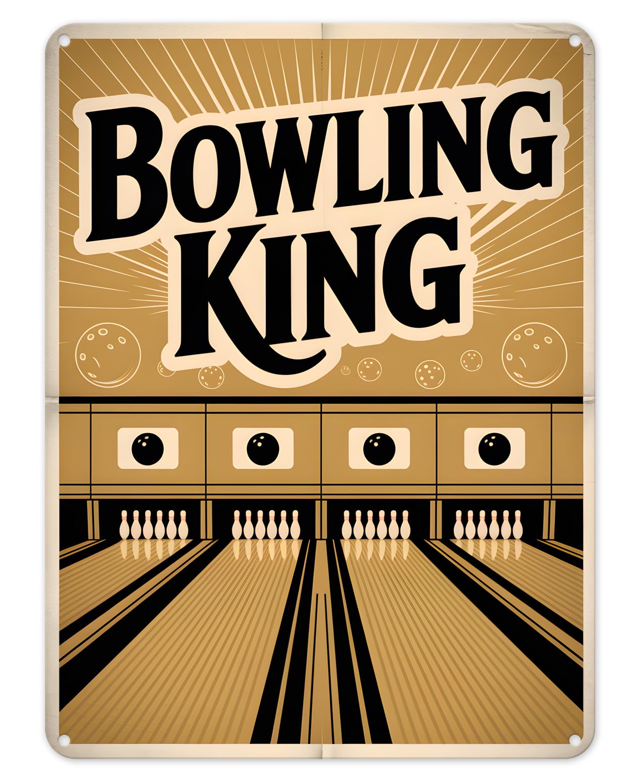 Shopagift Bowling King Strike Pins Metal Poster Wall Tin Sign Man Cave Shed Bar Bedroom Home Kitchen - A4