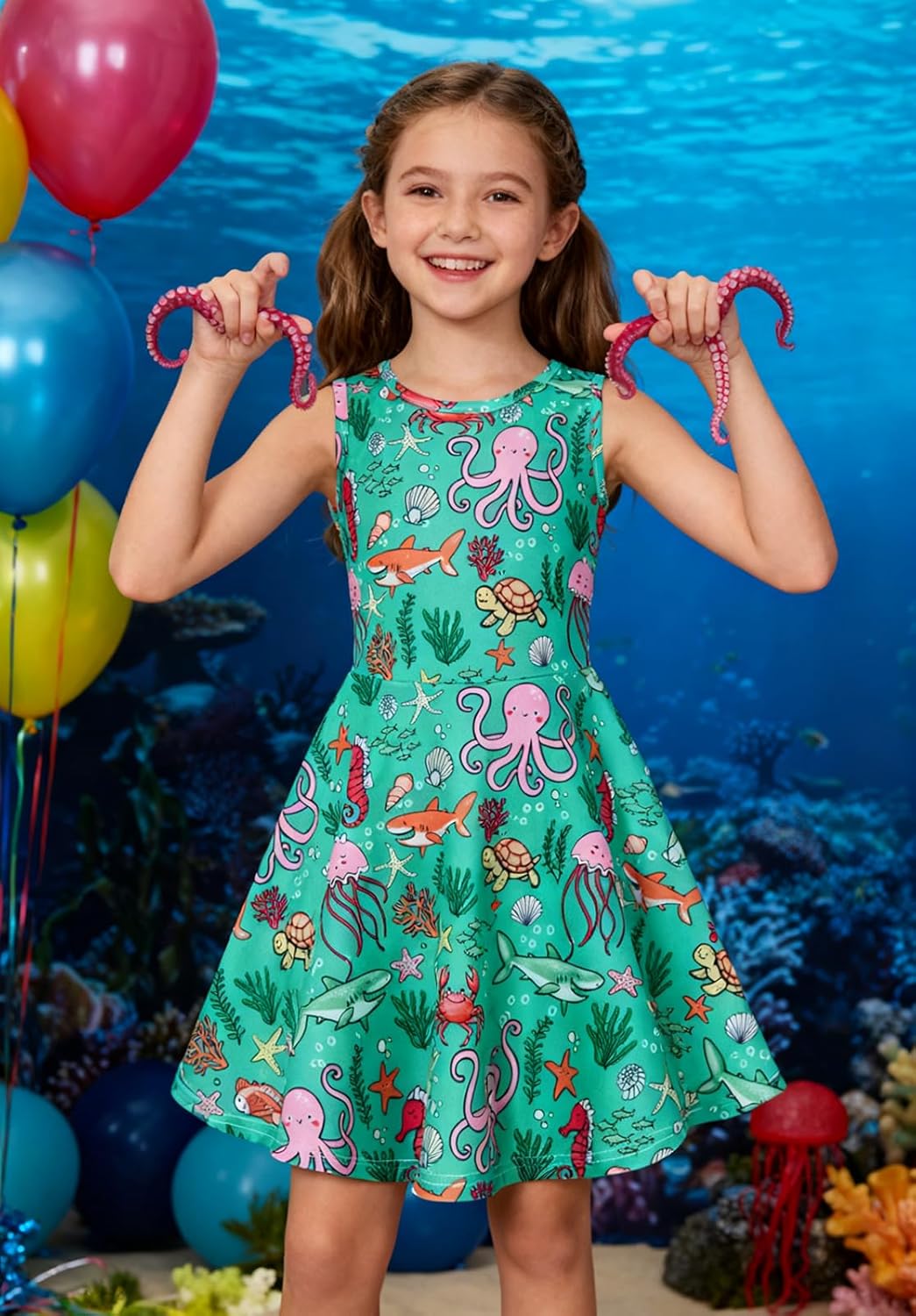 RAISEVERN Girls Dresses Sleeveless Summer Casual Twirl Sundress for 4-13 Years - Image 2