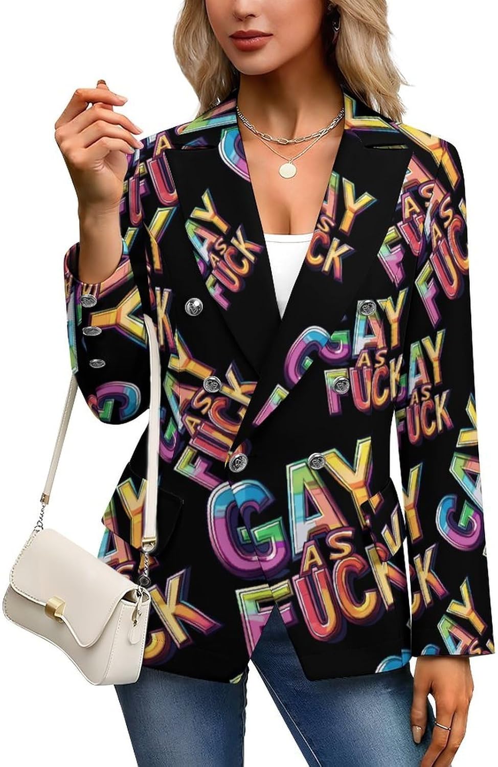 Gay As Fuck LGBT Women's Blazer Long Sleeve Suits Business Casual Blazers Jackets Lapel Open Front Suit