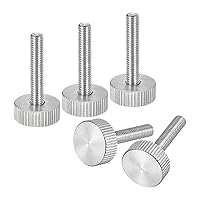 Vista 26 de uxcell M3x6mm Tornillos de pulgar moleteados, 5 piezas de acero inoxidable 304, cabeza plana moleteada, tornillos de pulgar roscados completamente