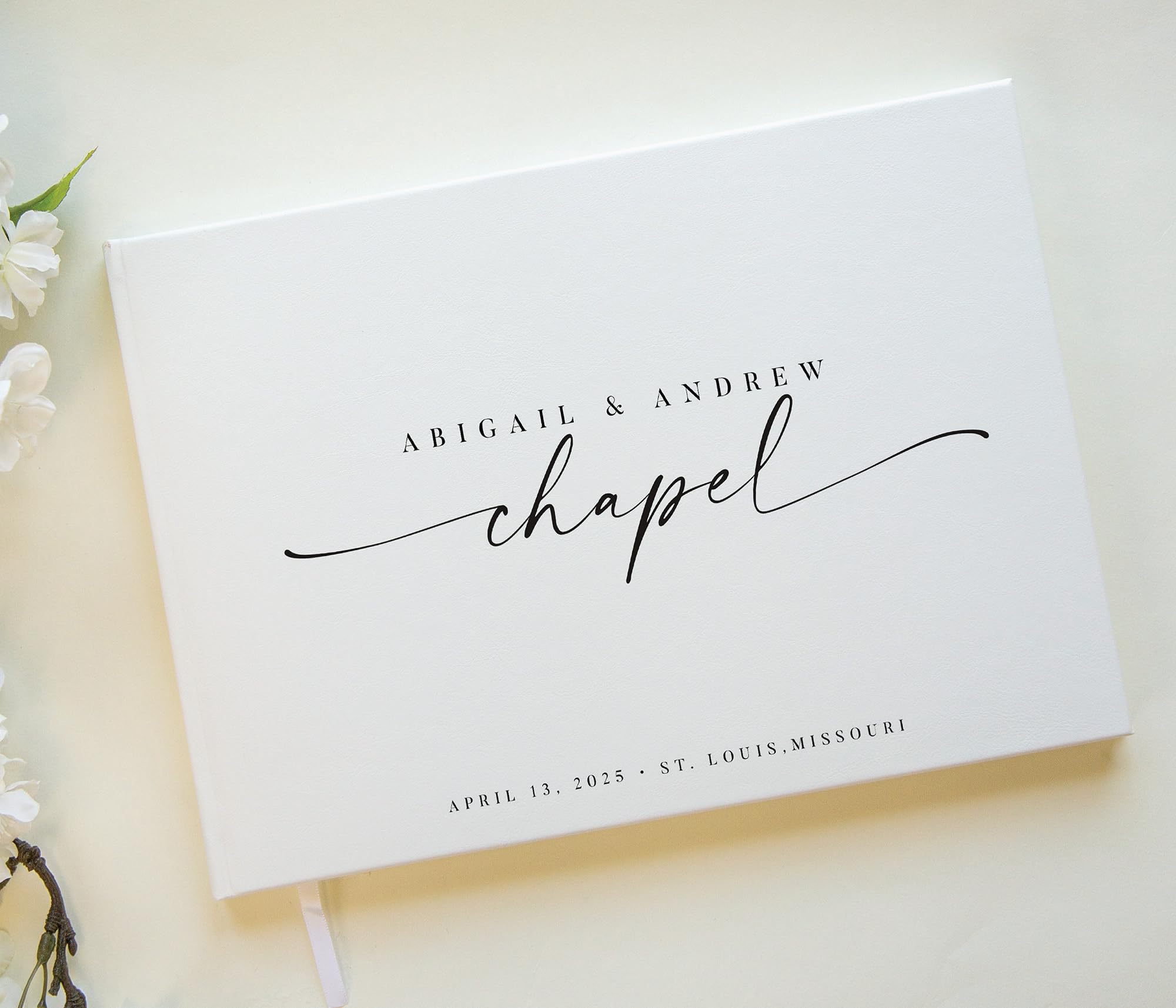 Libro de invitados personalizado, 11.5 x 8.5 pulgadas, nombres personalizados de novia y novio con marcapáginas, calcomanías de esquina de fotos y páginas en blanco, para bodas, libros de invitados,