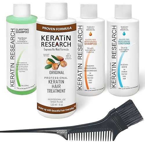 KERATIN RESEARCH 4 x 4.1 fl oz Complejo de larga duración de queratina brasileña para el tratamiento del cabello, aceite de argán enderezamiento