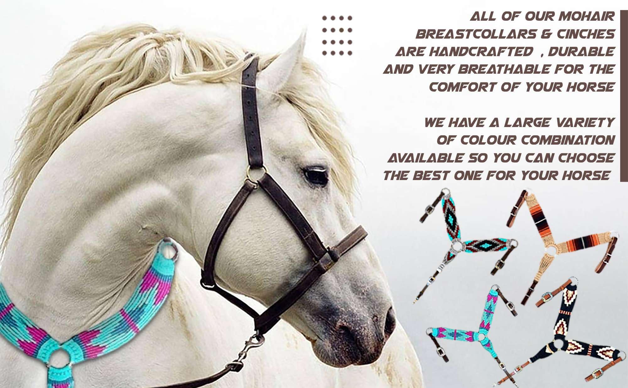 Cheval's International Colliers de poitrine en laine mohair et cinch Combo : équipement d'équitation de qualité supérieure et accessoires de collier élégants (Multi1_Cob)