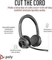 Vista 2 de Poly Voyager 4320 UC Wireless Headset (Plantronics) - Stereo Headphones w/Noise-Canceling Boom Mic - Connect PC/Mac/Mobile via Bluetooth - Works