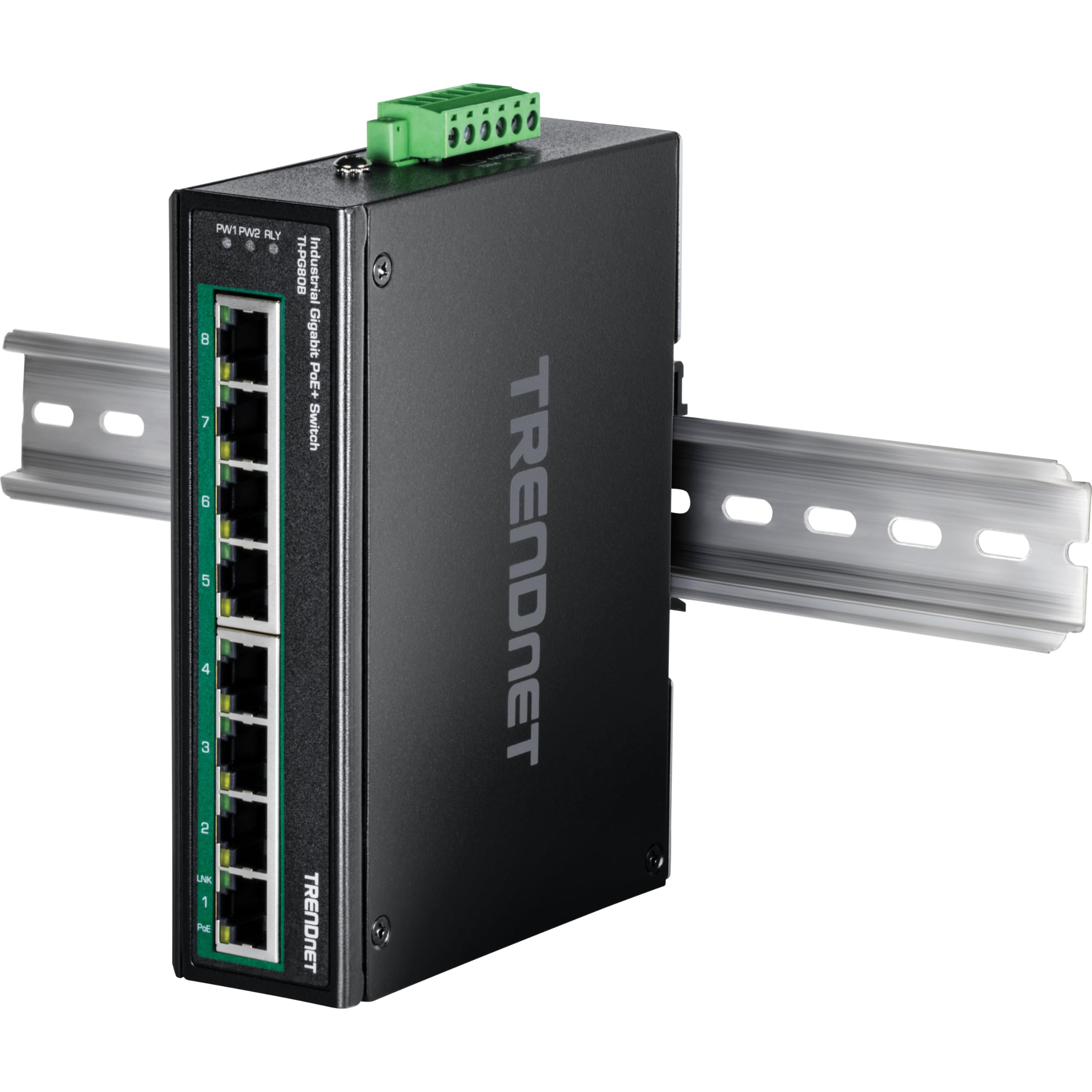 8-PORT INDUSTRIAL GIGABIT POE+ DIN-RAIL SWITCH (24-56V)
