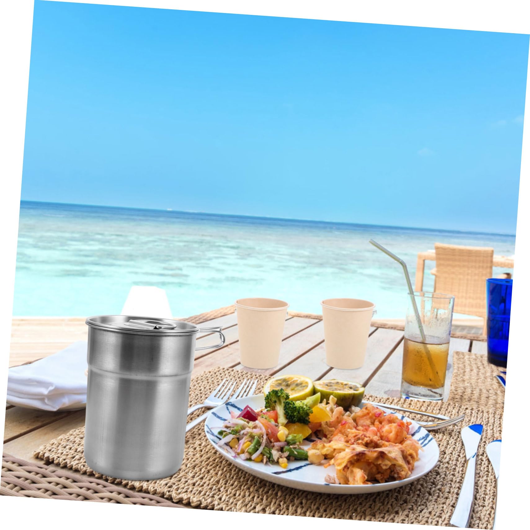 TOYANDONA 2 Pièces Tasses Camping Pliables Acier Inoxydable Poignées pour Cuisine Plein Air Randonnée et Pique Niques Mugs et Empilables