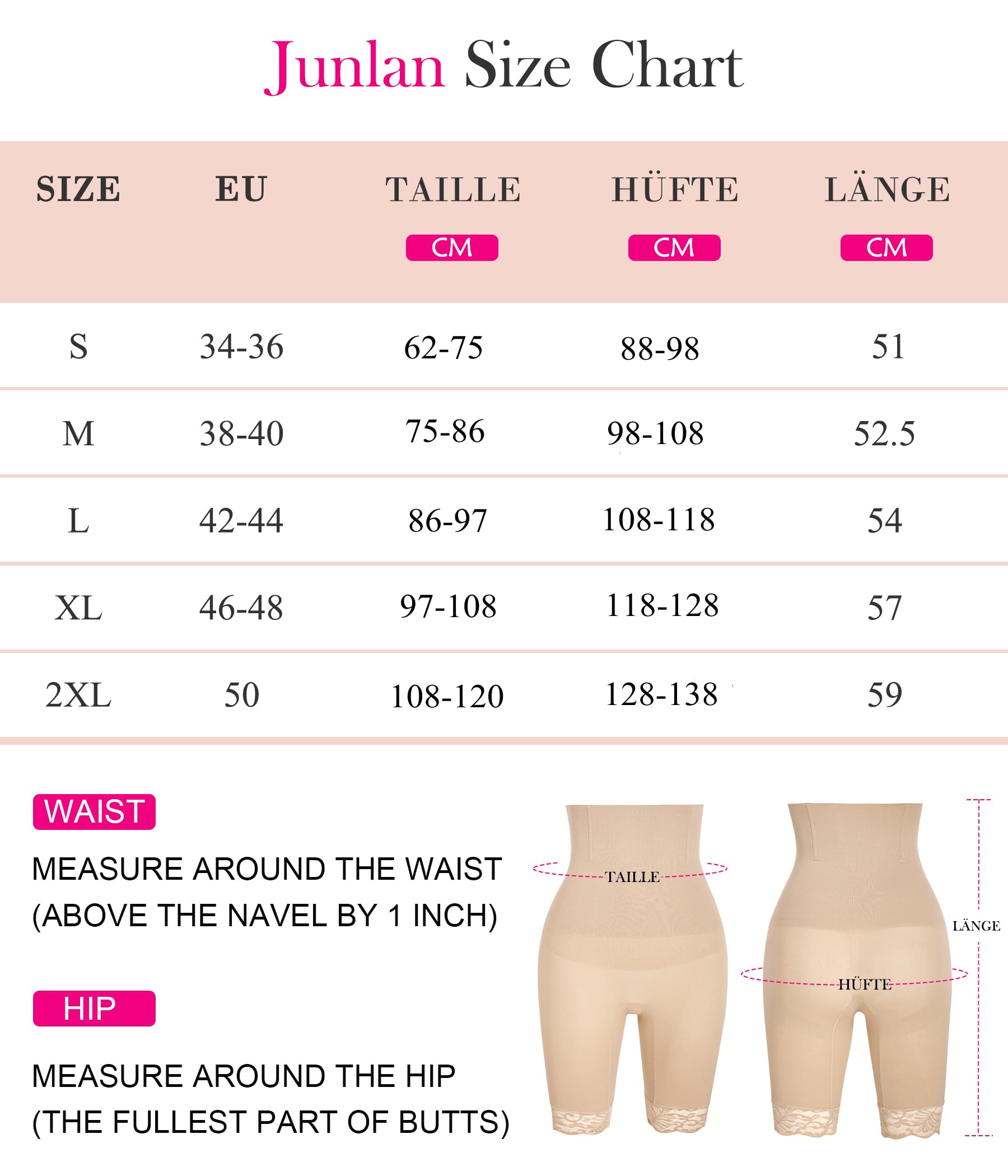 Junlan Damen Shapewear Bauchweg Unterhose Hohe Taille Figurformend Miederpants Bauchkontrolle Höschen Shaping Unterwäsche Miederhose mit Bein stark formend Body Shaper