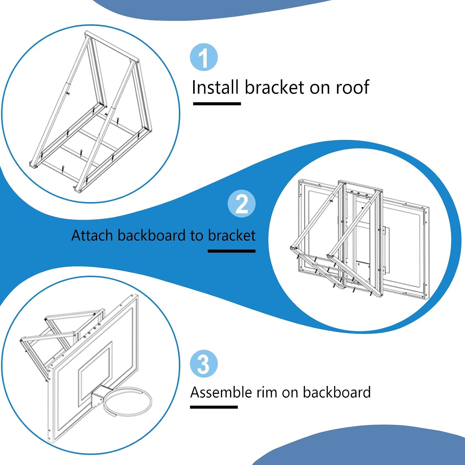 PROGOAL Roof Mounted Basketball Hoop Garage Includes 48" Or 60'' Crystal-Clear Tempered Glass Backboard, Durable Steel Universal Bracket and Double Spring Breakaway Rim with Net