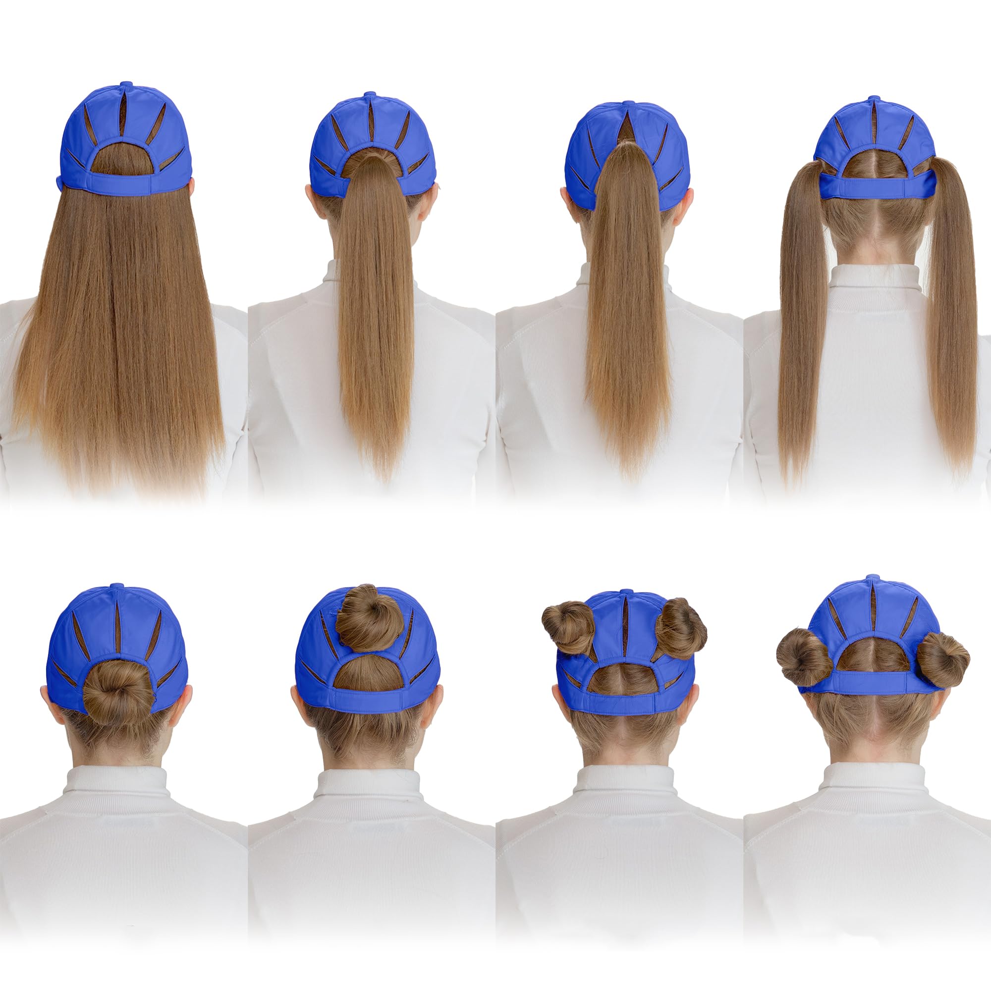 C.C Ponycap Messy High Bun Ponytail Adjustable Trucker Baseball Cap Hat, Royal Blue, One Size