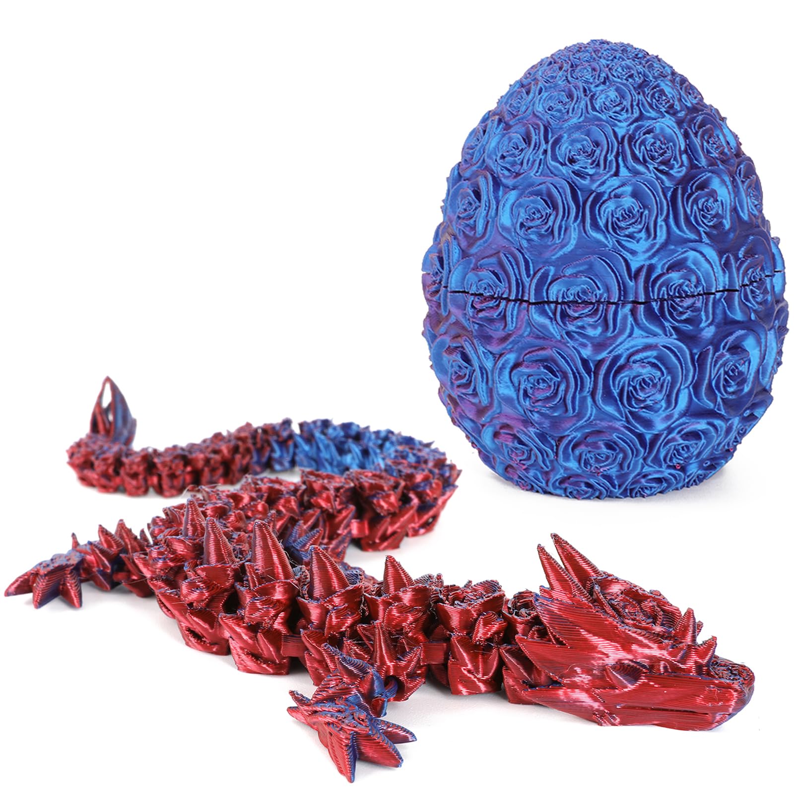 3D Printed Dragon Egg with Articulated Crystal Toy Inside - Flexible Joints Mysterious Home Office Decor for Adults and Kids