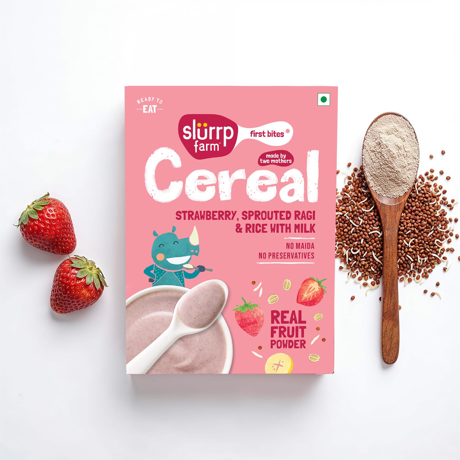 Slurrp Farm First Bites Strawberry, Sprouted Ragi and Rice Cereal with Milk I Instant Cereal for Little Ones | with No Added Sugar I 10X Calcium of Wheat and Rice | 200g-picture-35