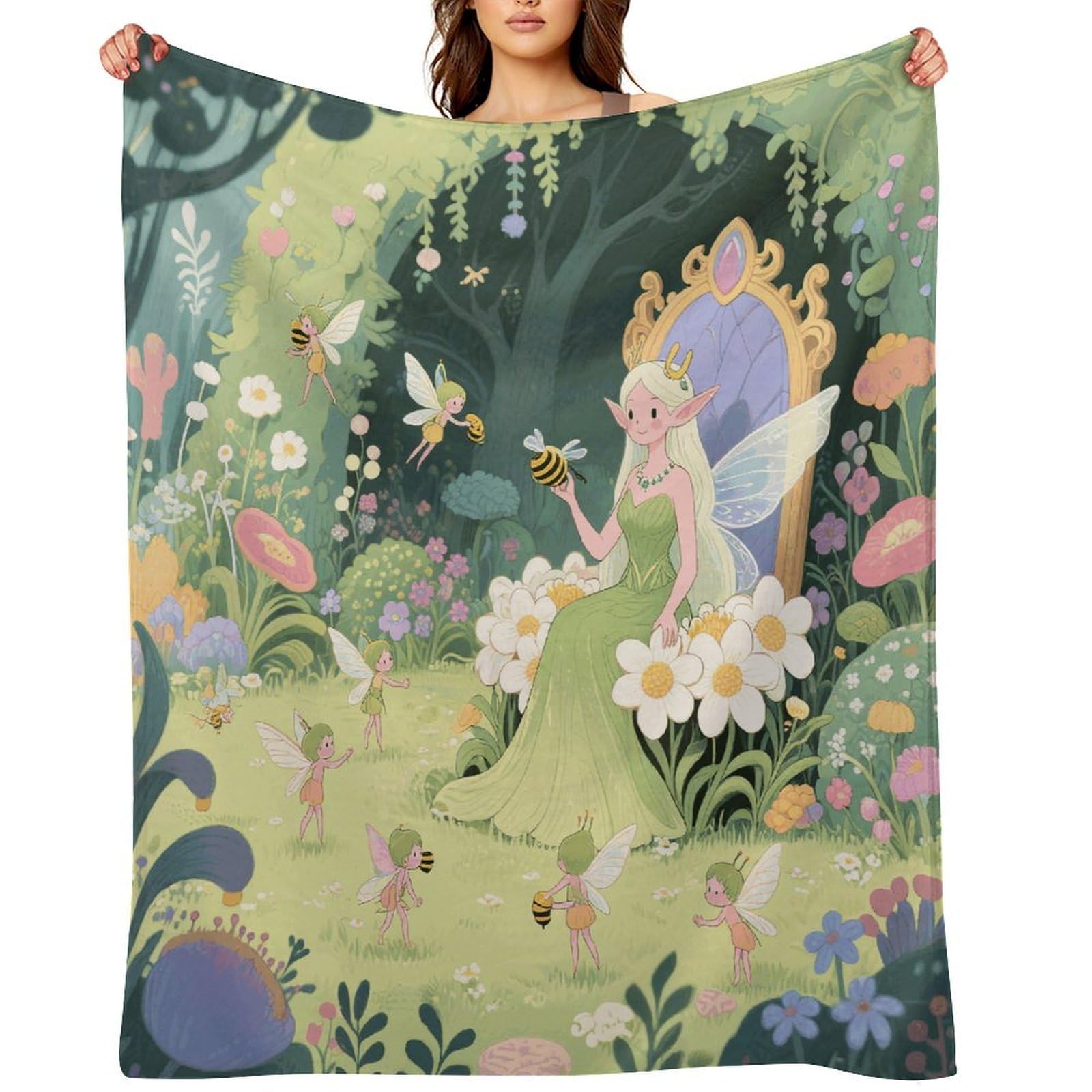 Fairy Garden Throw Blanket for Couch and Bed Super Soft Warm Lightweight Throw Blankets Cozy Fuzzy Flannel Blanket Personalized Decorative Blankets for Sofa Decor 30"x40"
