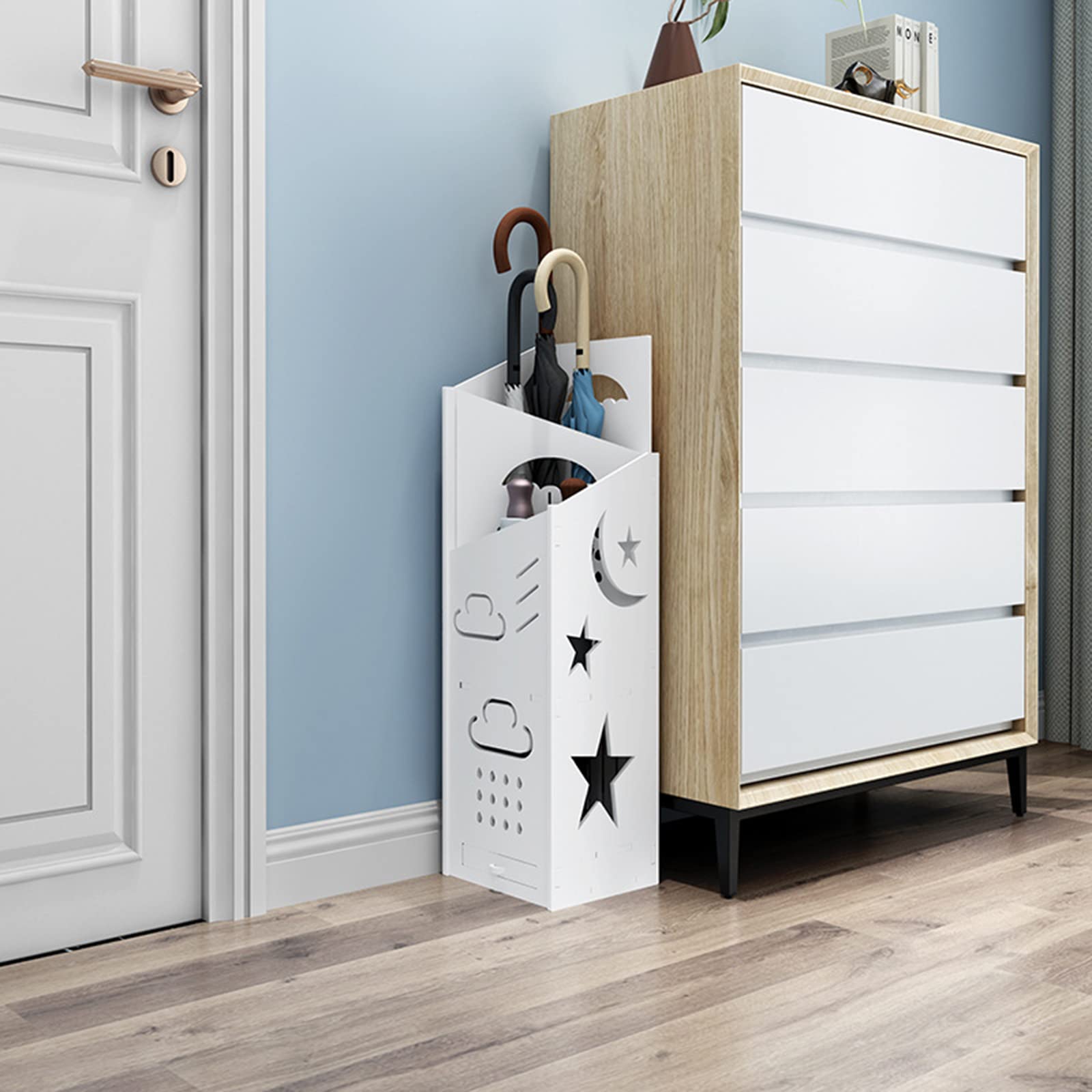 MOHOME Portaombrelli In Metallo Bianco – Made In Italy, Doppio Scomparto, Design Moderno 23,5x18,5x60 Cm