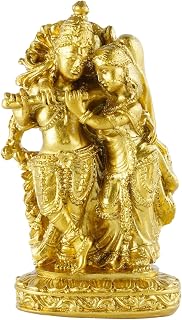 Radha Krishna Resin Statue - Elegant Black & Golden Handmade Figurine with Elephant, Perfect for Home & Car Decor, Indoor/Outdoor Use, Ideal Gift for Parents and Friends