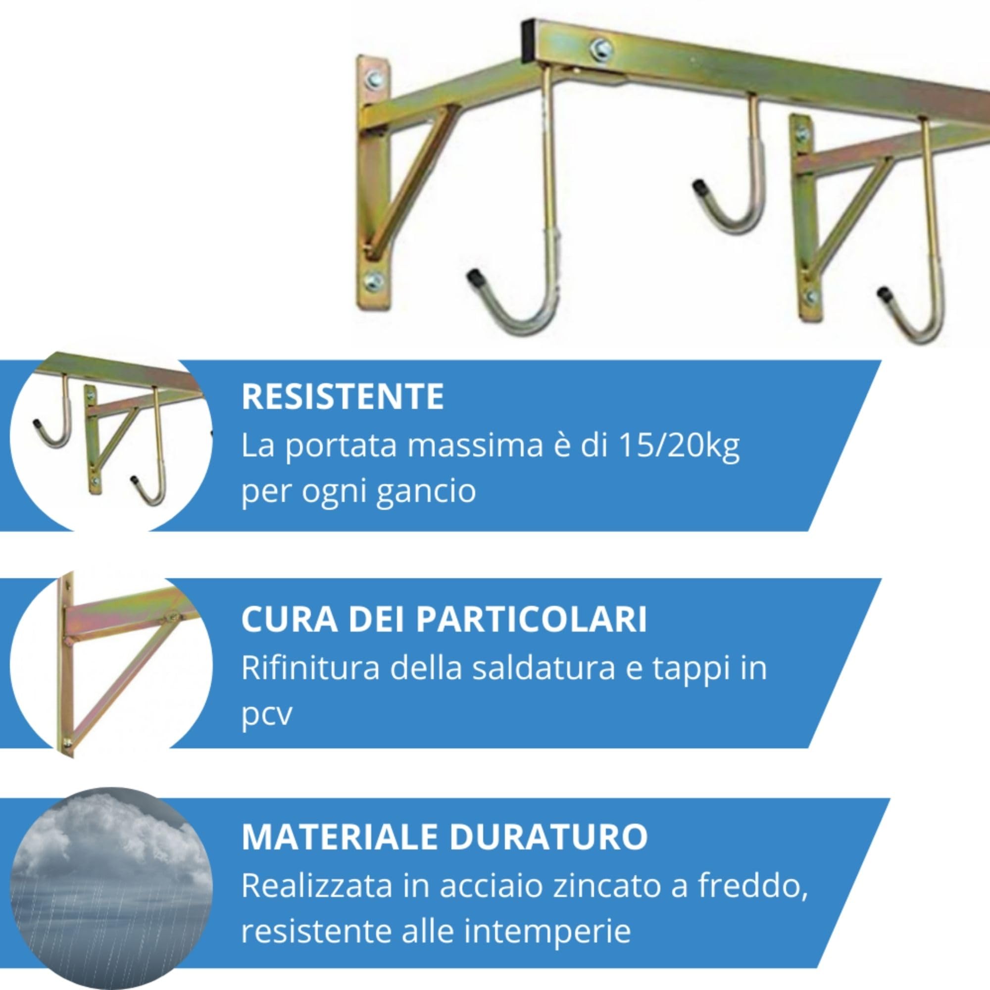 ANDRYS - Soporte de Bicicletas de Pared Vertical para Exteriores e Interiores – Cuelga bicis de Pared Desmontable de hasta 4 Plazas – Soporte de Acero galvanizado