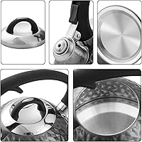 Vista 4 de Tetera de cobre de acero inoxidable, tetera silbante, control de botón, tetera de grado alimenticio, 3.2 cuartos de galón, 3 litros, color negro