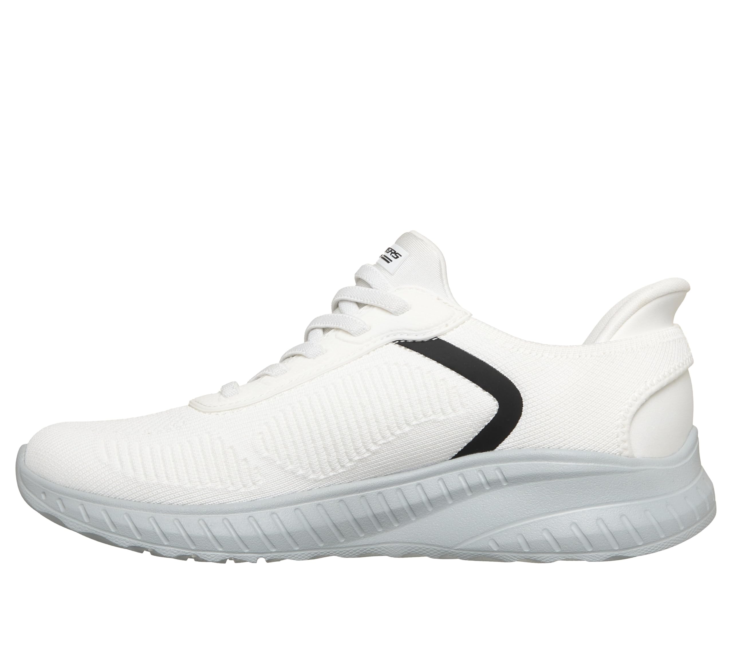 Skechers - Zapatos de Manos Libres para Mujer: Bobs Sport Squad Chaos - Current Muse, Blanco/Gris., 8