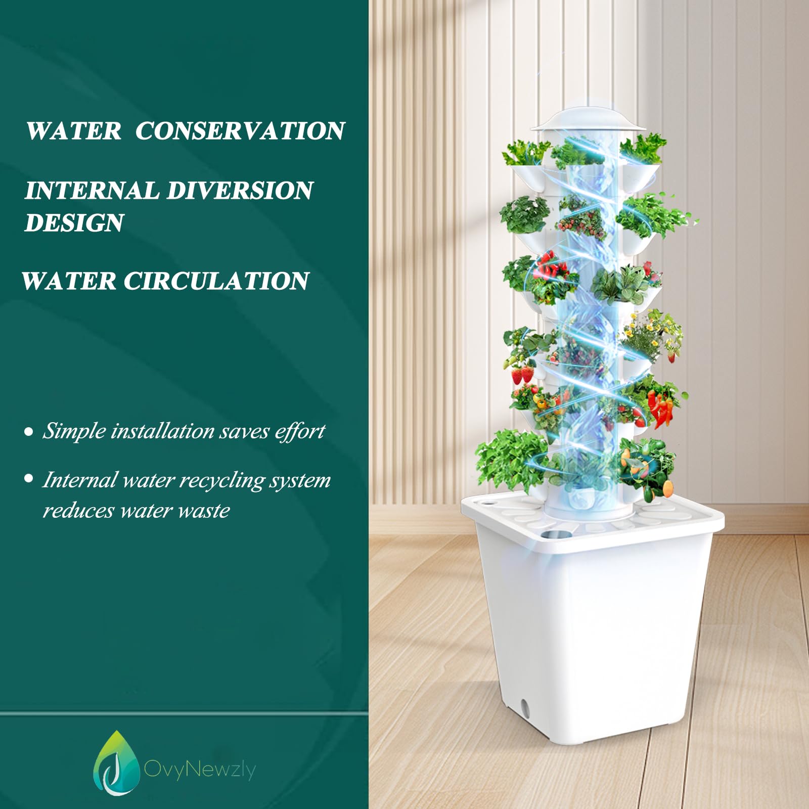 Système de culture hydroponique, pot vertical pour jardin intérieur, kit de germination hydroponique 30 plantes pour les amateurs de jardinage