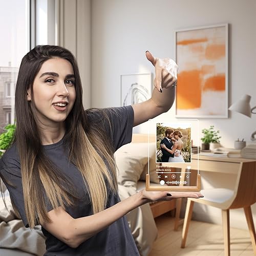 Miniatura 2 de Envío al día siguiente, regalos personalizados para novia, placa de música personalizada, marco de fotos personalizado para pareja, novio, él,