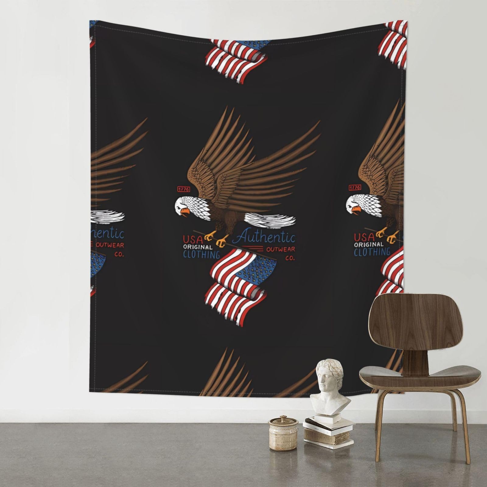 WHJSSF USA Patriotic Eagle with American Flag Prints Wall Tapestry 60x51in - Boho Decor Throw for Bedroom, Dorm, Picnic & Outdoor Adventures