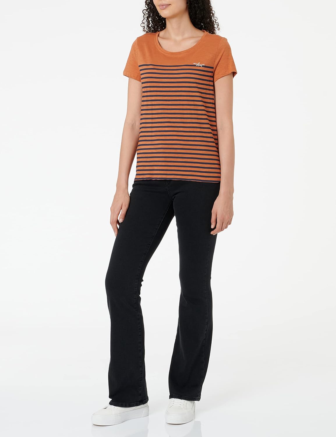 TOM TAILOR Le signore Maglietta a maniche lunghe a righe 1024725, 26386 - Yellow Offwhite Stripe, XL