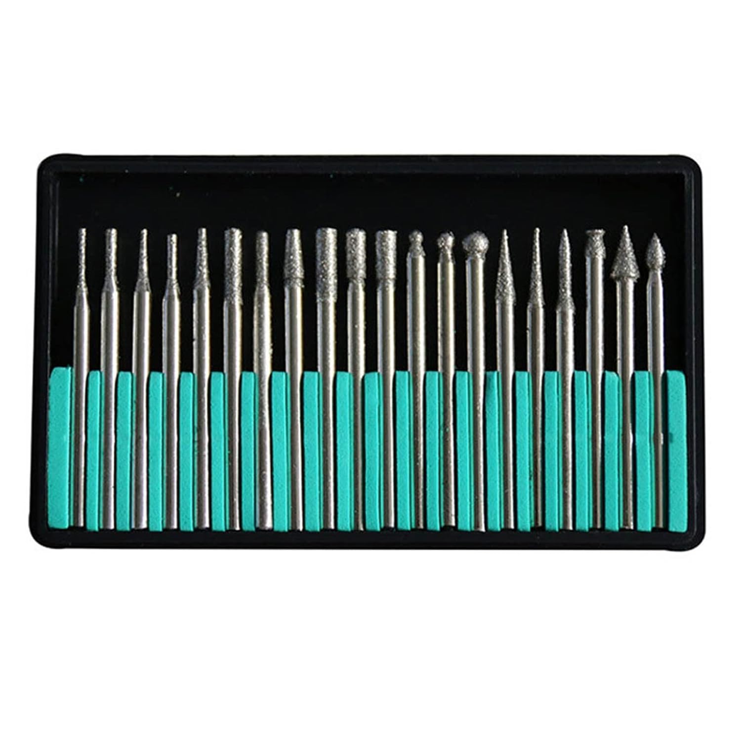 20PCS 3mm Diamond Point Burr Bits Head Accessories Shank Grinding Needle Carving Polishing Set Mounted Mini Drill Tool(2.35mm)