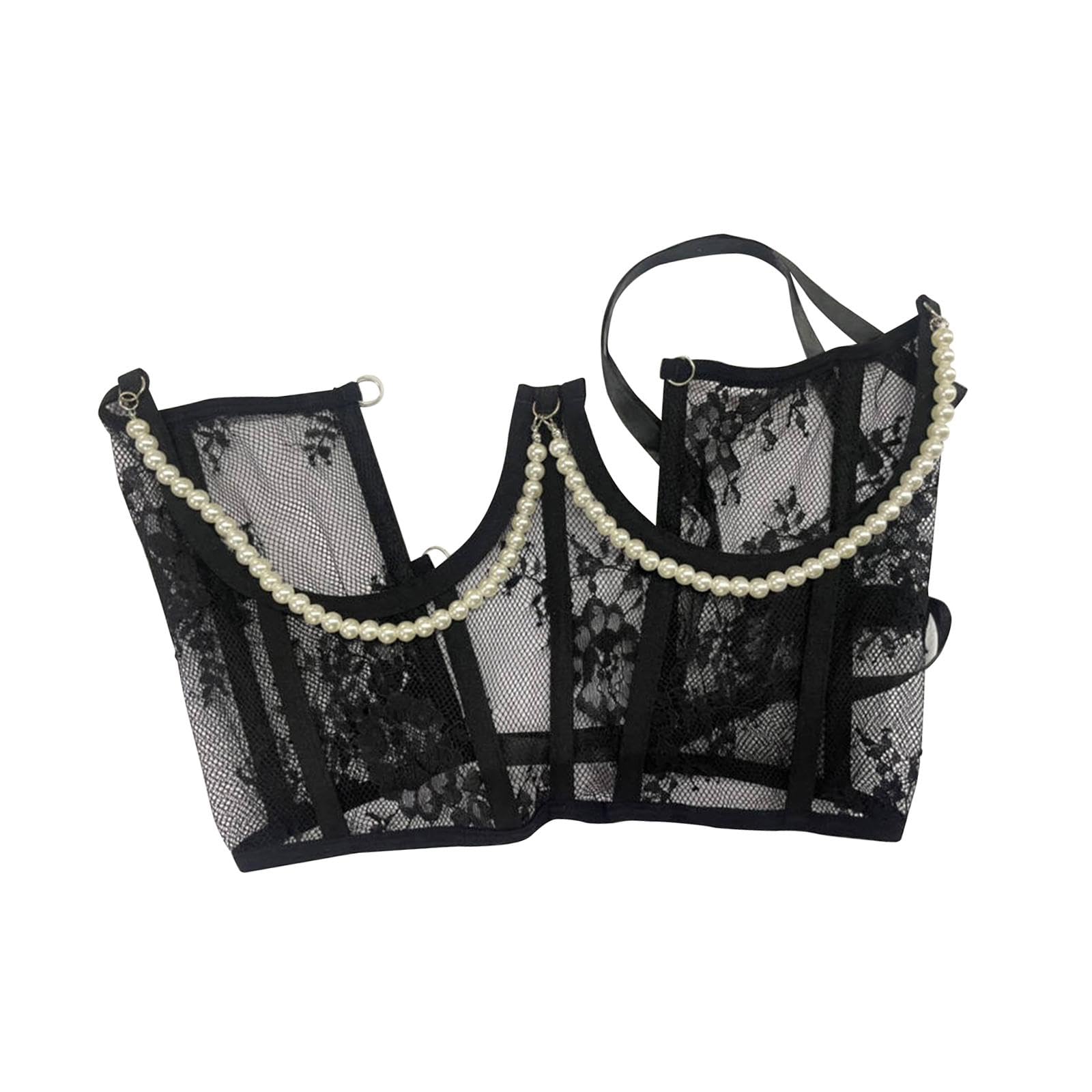 Meadawgs® Lace Corset Belt Tie Back Corset for Women Underbust Corset with Beads Chain Black|Clothing, Shoes & Accessories | Womens Clothing |Corsets & Bustiers|1 Women Lace Up Corset